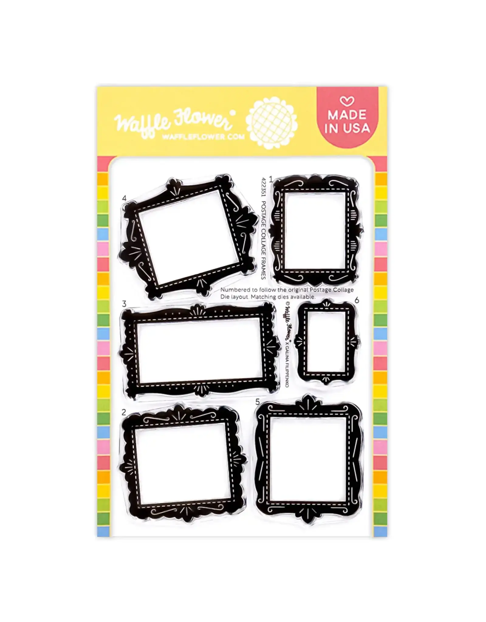 WAFFLE FLOWER WAFFLE FLOWER POSTAGE COLLAGE FRAMES CLEAR STAMP SET