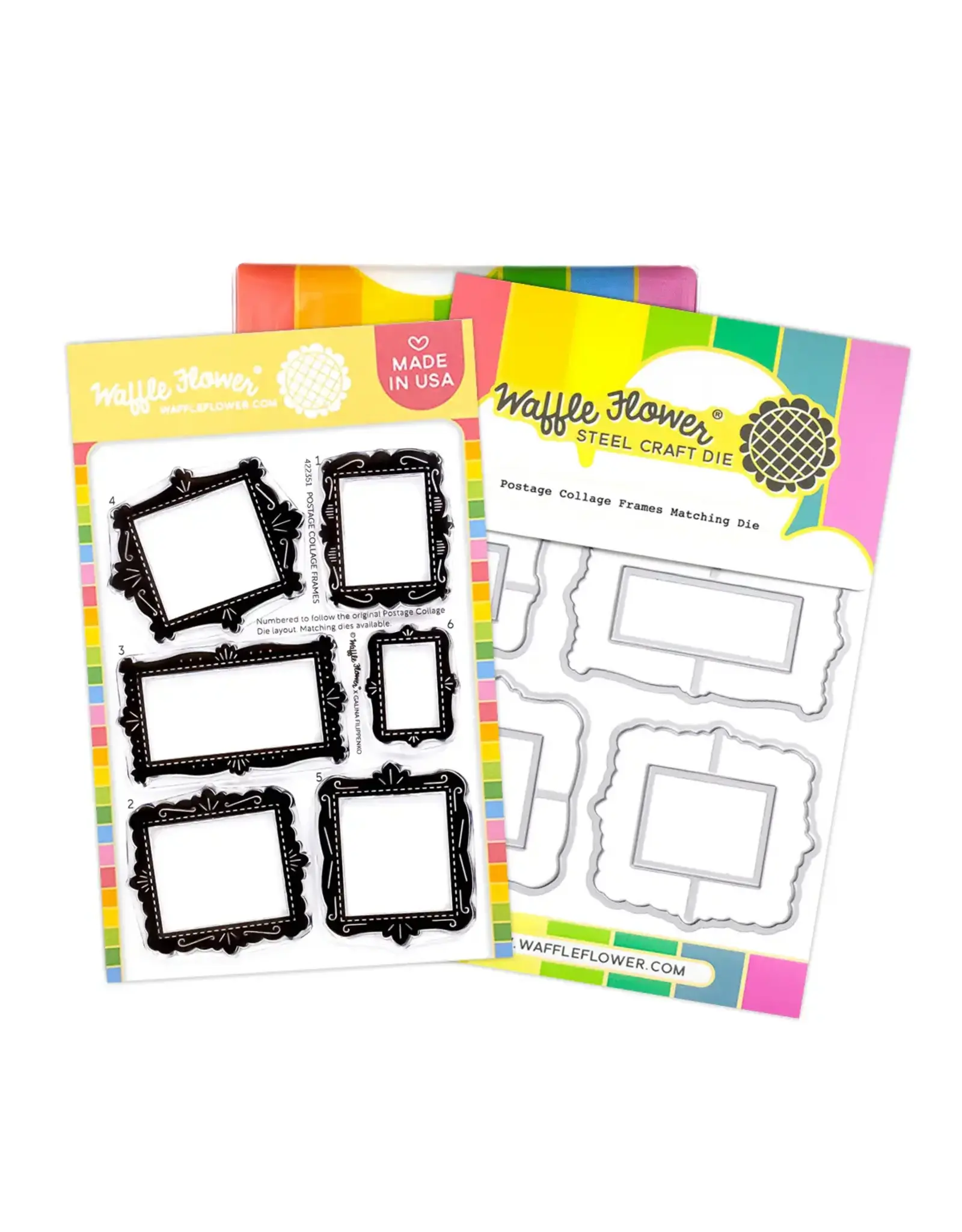 WAFFLE FLOWER WAFFLE FLOWER POSTAGE COLLAGE FRAMES CLEAR STAMP SET AND DIE COMBO