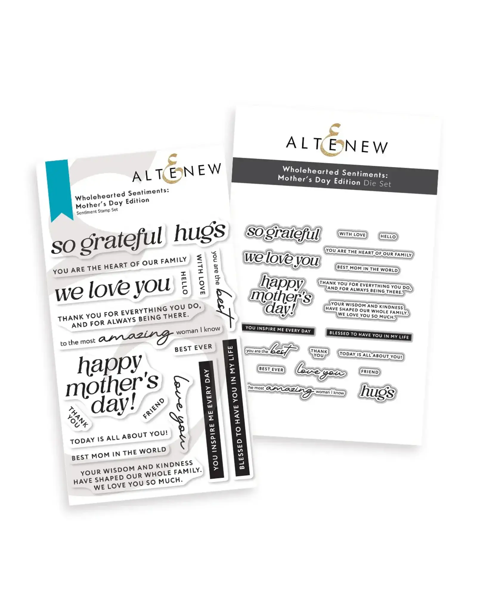 ALTENEW ALTENEW WHOLEHEARTED SENTIMENTS: MOTHER'S DAY CLEAR STAMP & DIE SET