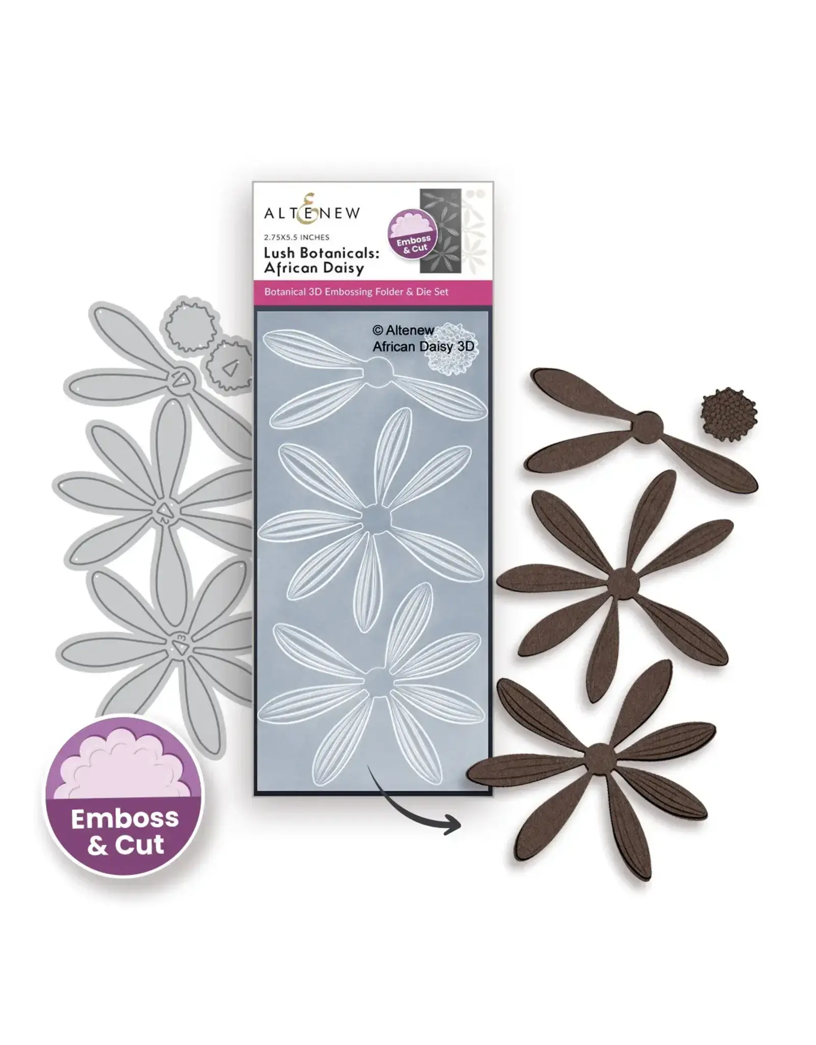 ALTENEW ALTENEW LUSH BOTANICALS: AFRICAN DAISY 3D EMBOSSING FOLDER AND DIE SET
