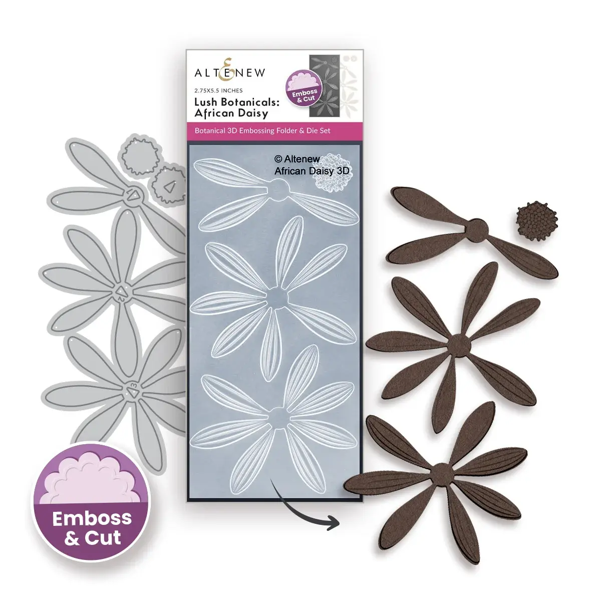 ALTENEW ALTENEW LUSH BOTANICALS: AFRICAN DAISY 3D EMBOSSING FOLDER AND DIE SET