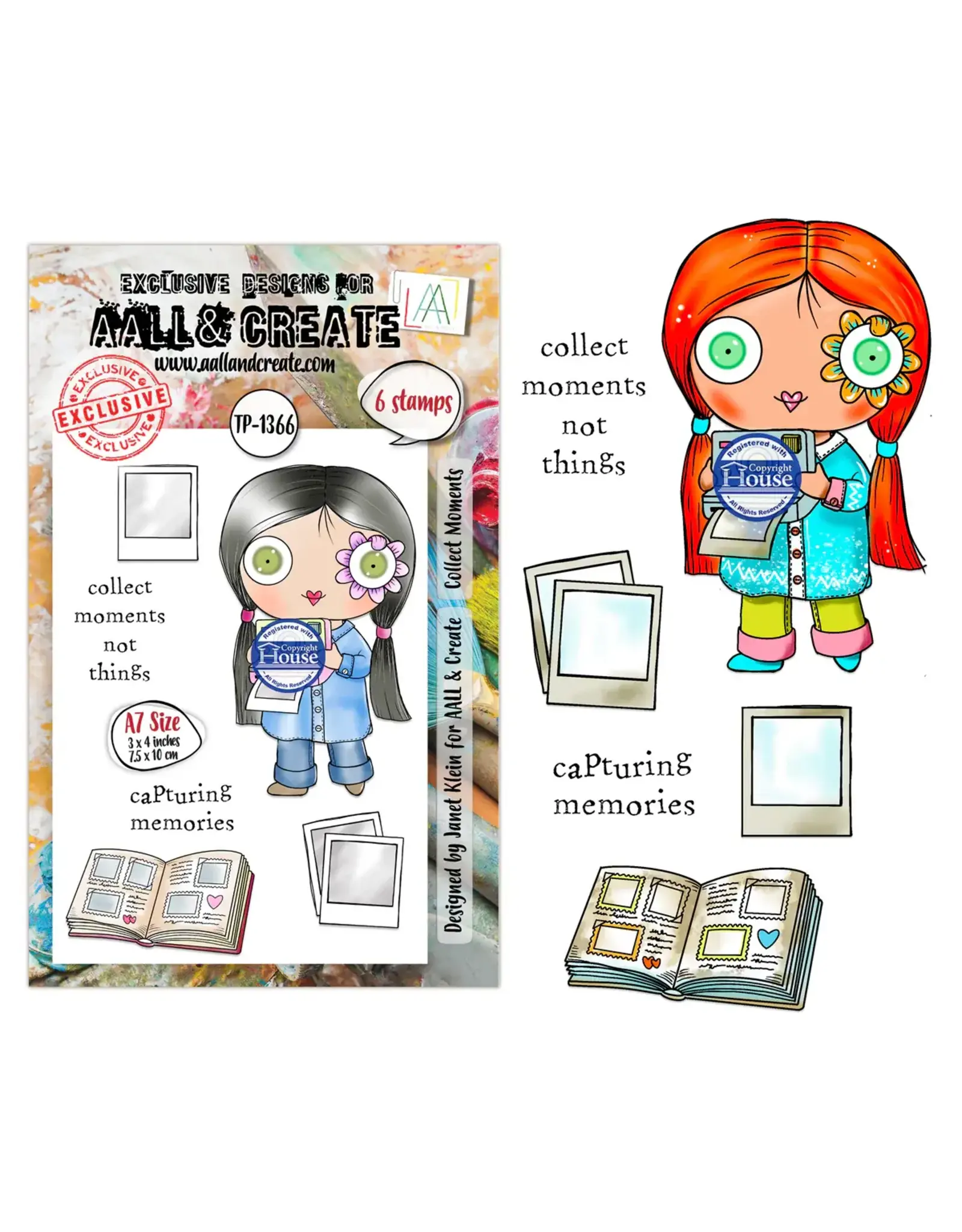AALL & CREATE AALL & CREATE JANET KLEIN #1366 COLLECT MOMENTS A7 CLEAR STAMP SET