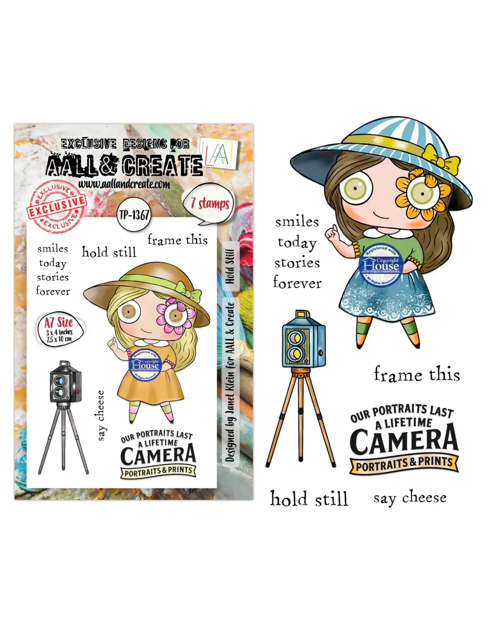 AALL & CREATE AALL & CREATE JANET KLEIN #1367 HOLD STILL A7 CLEAR STAMP SET