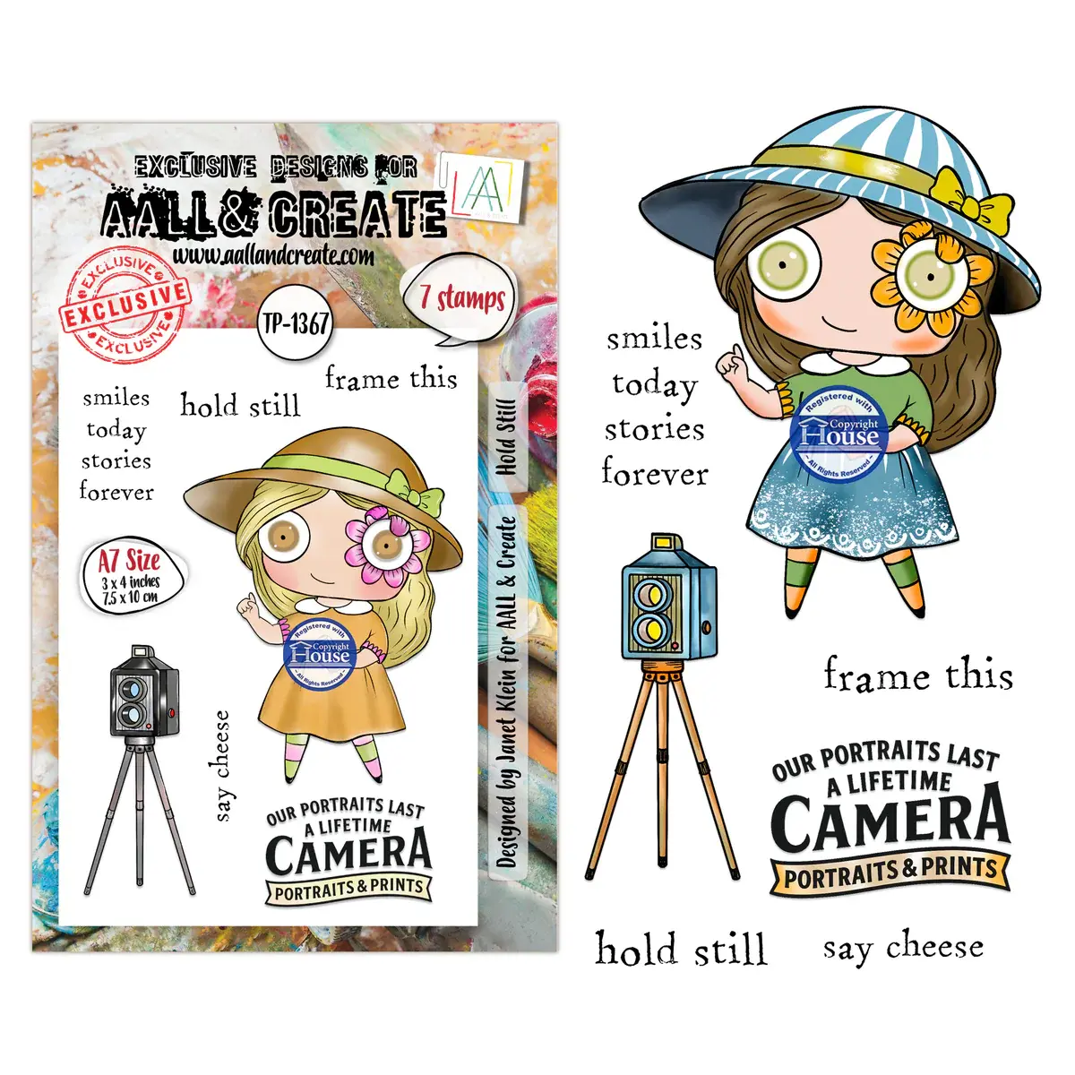 AALL & CREATE AALL & CREATE JANET KLEIN #1367 HOLD STILL A7 CLEAR STAMP SET