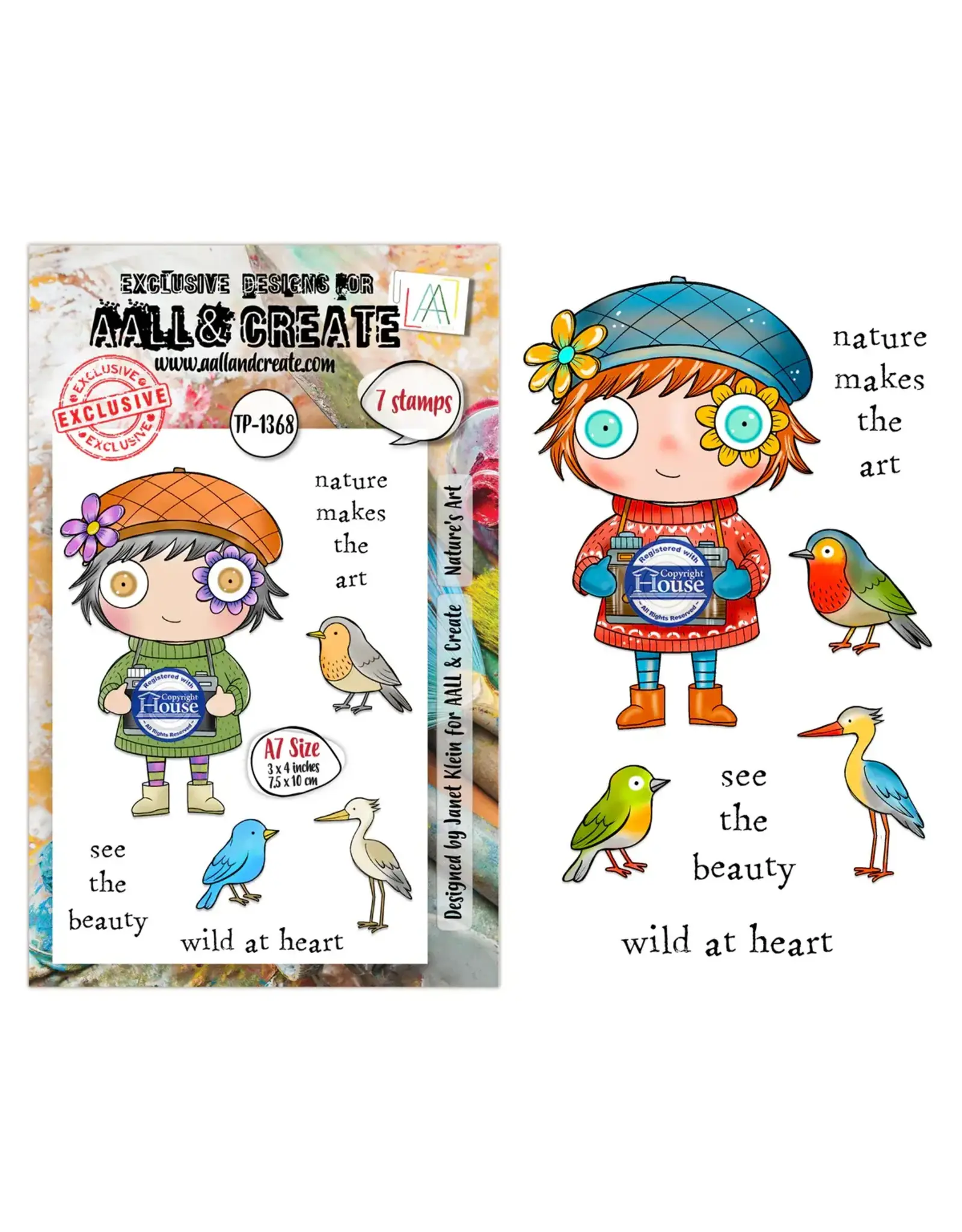 AALL & CREATE AALL & CREATE JANET KLEIN #1368 NATURE'S ART A7 CLEAR STAMP SET