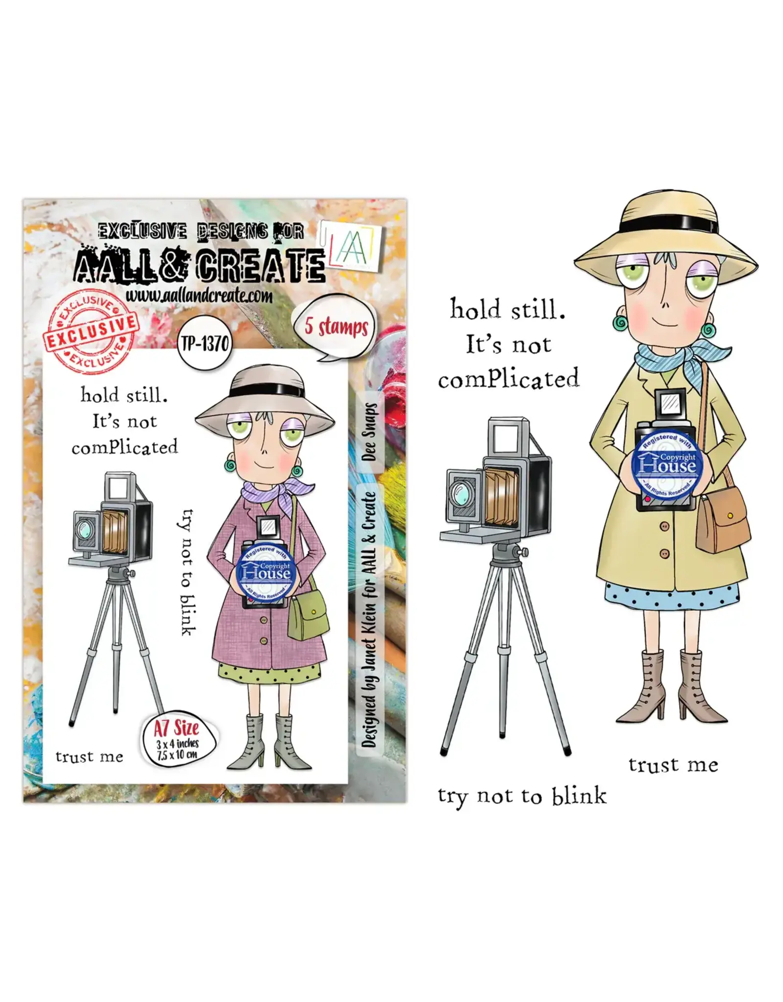 AALL & CREATE AALL & CREATE JANET KLEIN #1370 DEE SNAPS A7 CLEAR STAMP SET