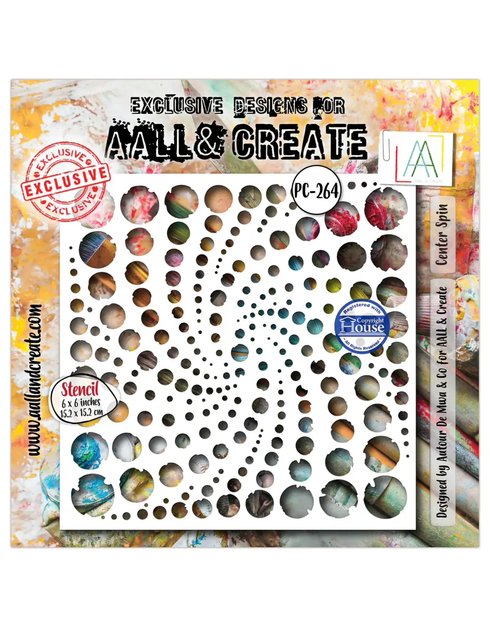 AALL & CREATE AALL & CREATE AUTOUR DE MWA #264 CENTER SPIN 6X6 STENCIL
