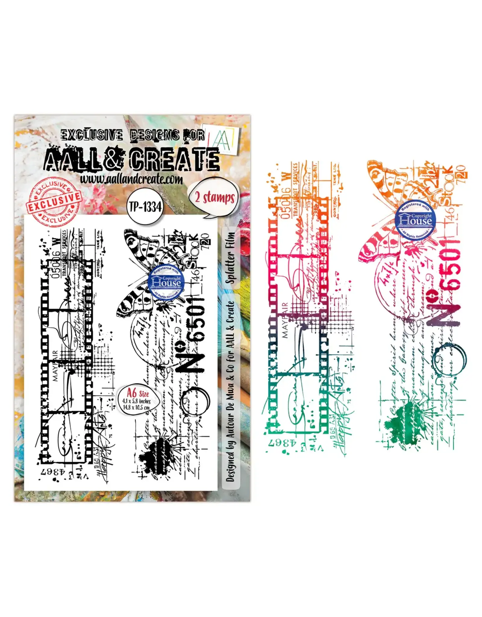 AALL & CREATE AALL & CREATE AUTOUR DE MWA #1334 SPLATTER FILM A6 CLEAR STAMP SET