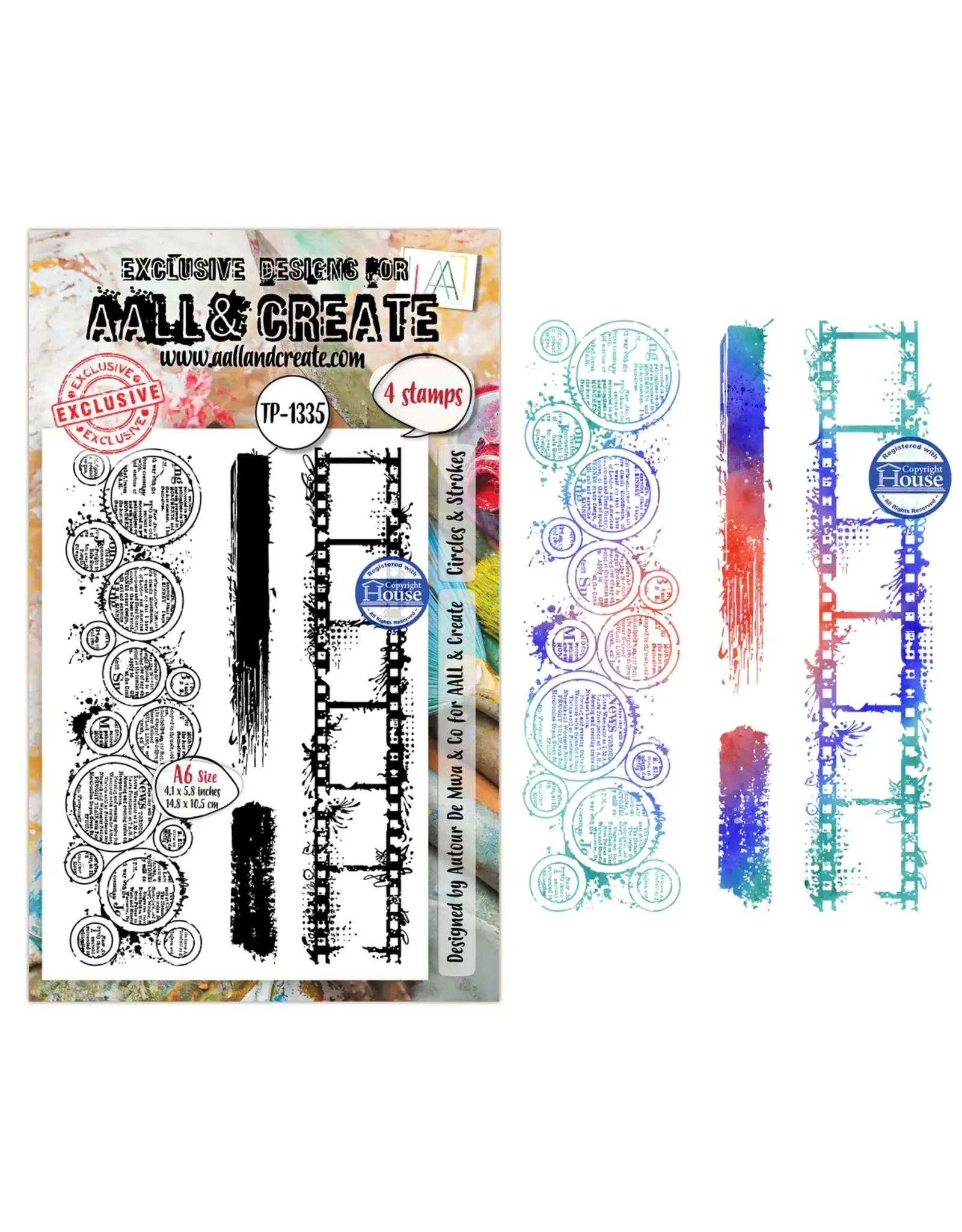 AALL & CREATE AALL & CREATE AUTOUR DE MWA #1335 CIRCLES & STROKES A6 CLEAR STAMP SET