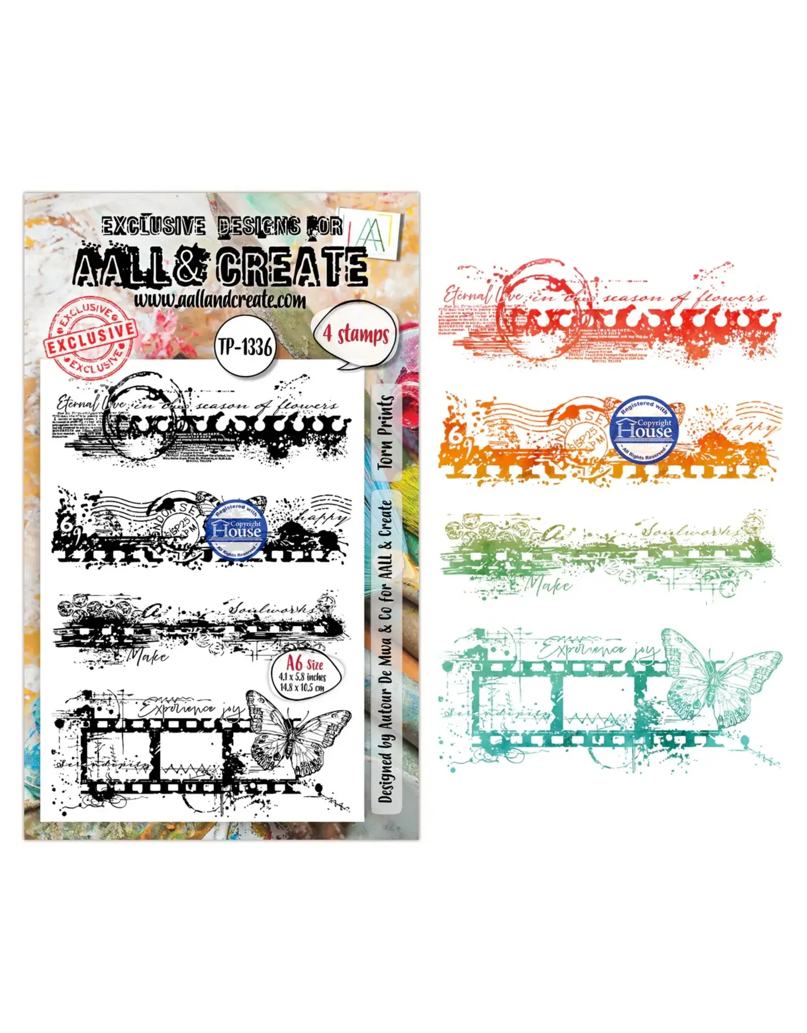 AALL & CREATE AALL & CREATE AUTOUR DE MWA #1336 TORN PRINTS A6 CLEAR STAMP SET