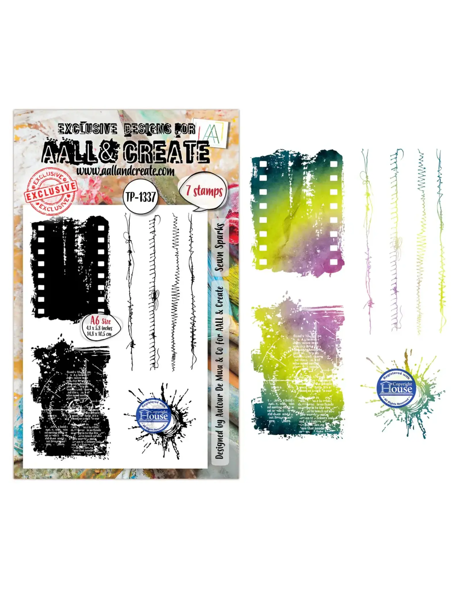 AALL & CREATE AALL & CREATE AUTOUR DE MWA #1337 SEWN SPARKS A6 CLEAR STAMP SET