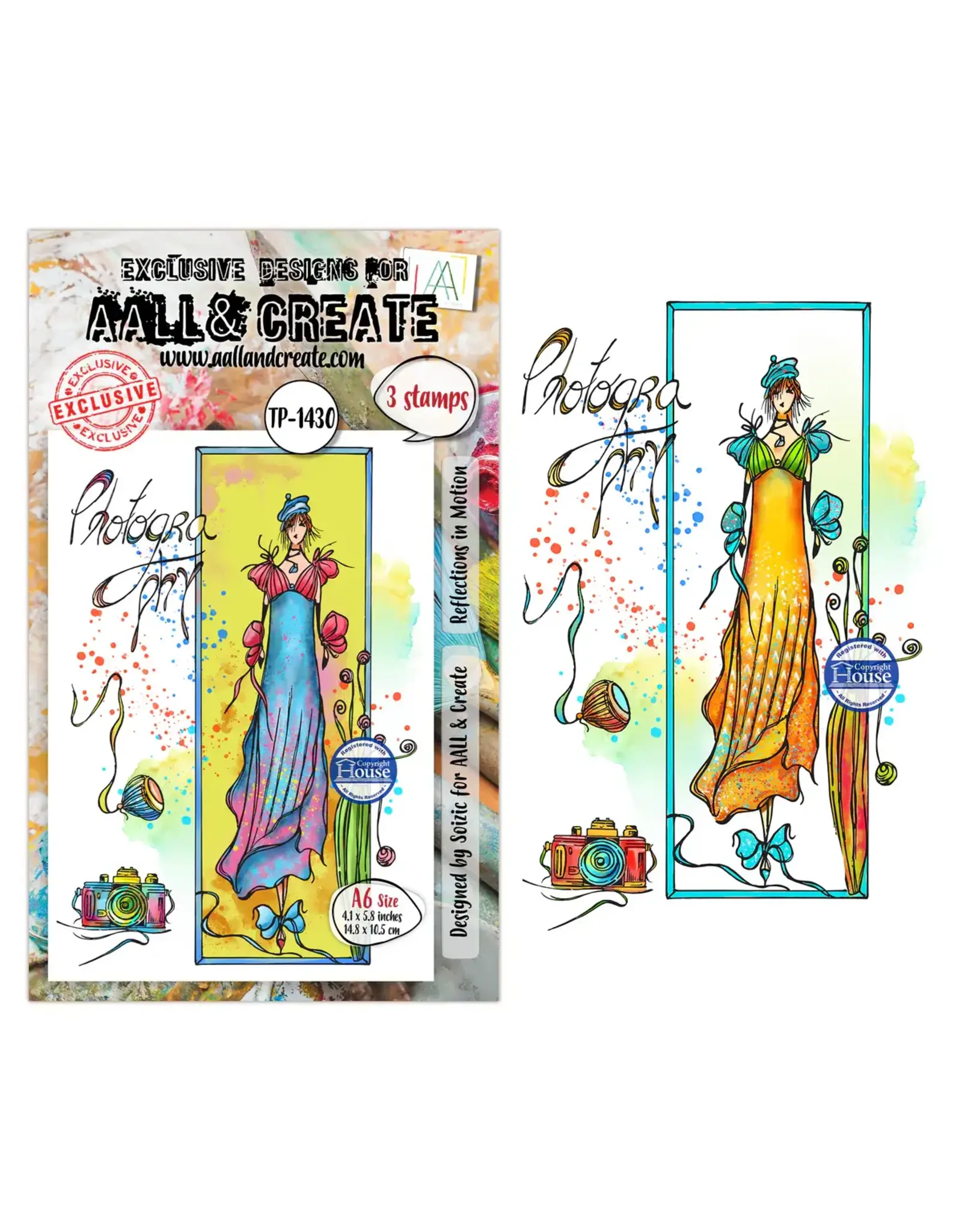 AALL & CREATE AALL & CREATE SOIZIC #1430 REFLECTIONS IN MOTION A6 CLEAR STAMP SET
