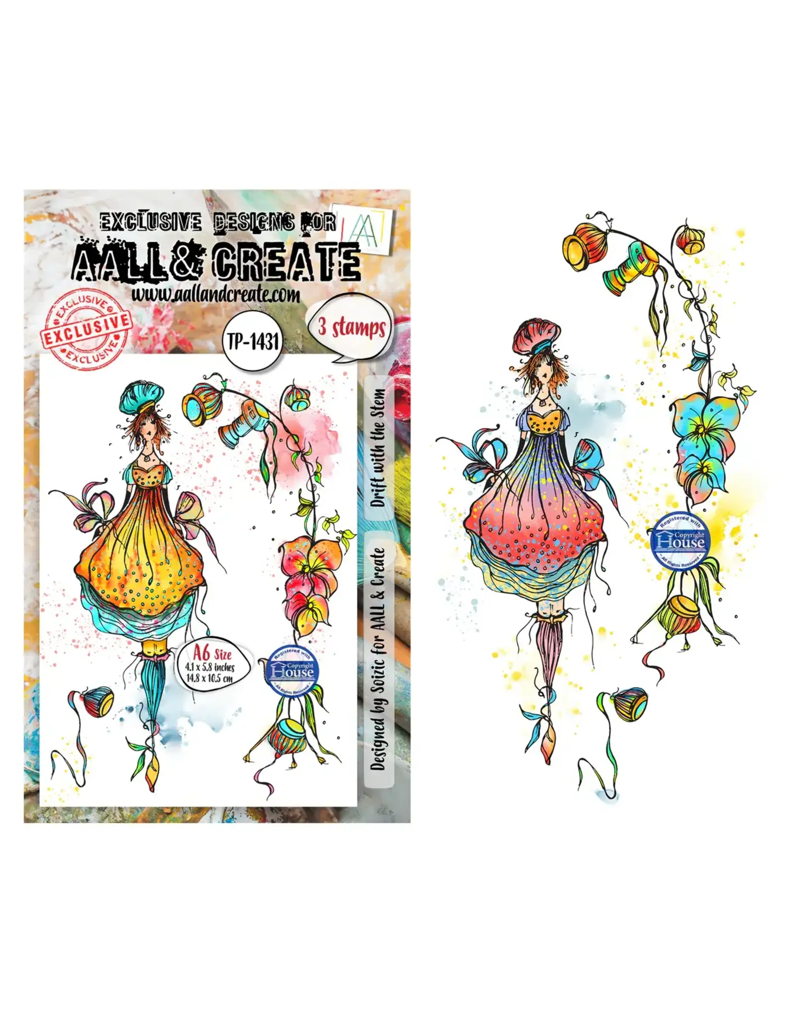 AALL & CREATE AALL & CREATE SOIZIC #1431 DRIFT WITH THE STEM A6 CLEAR STAMP SET