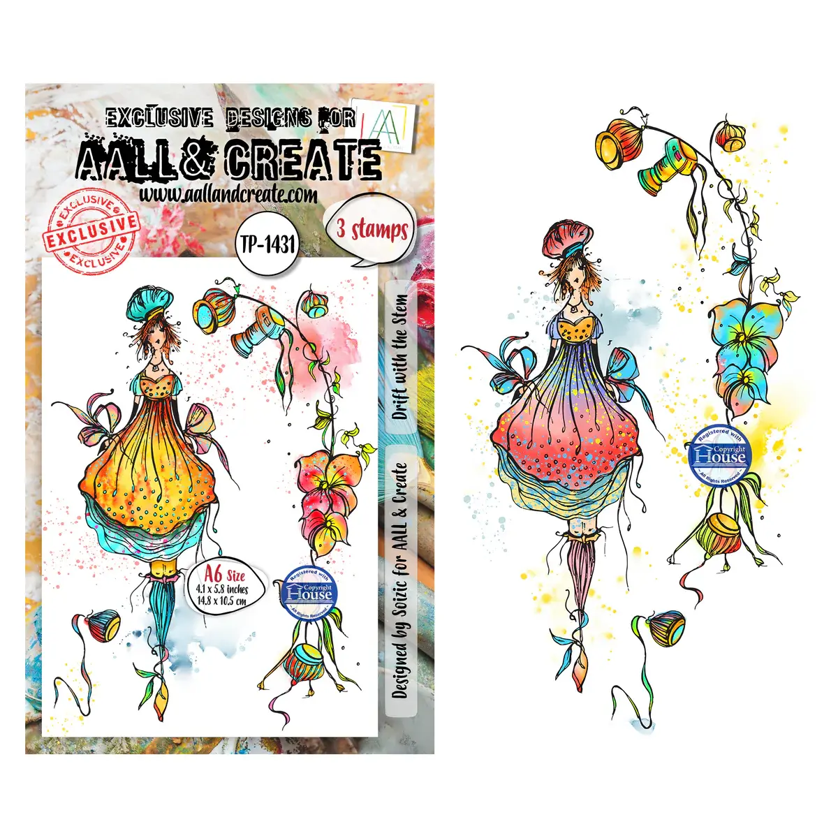 AALL & CREATE AALL & CREATE SOIZIC #1431 DRIFT WITH THE STEM A6 CLEAR STAMP SET