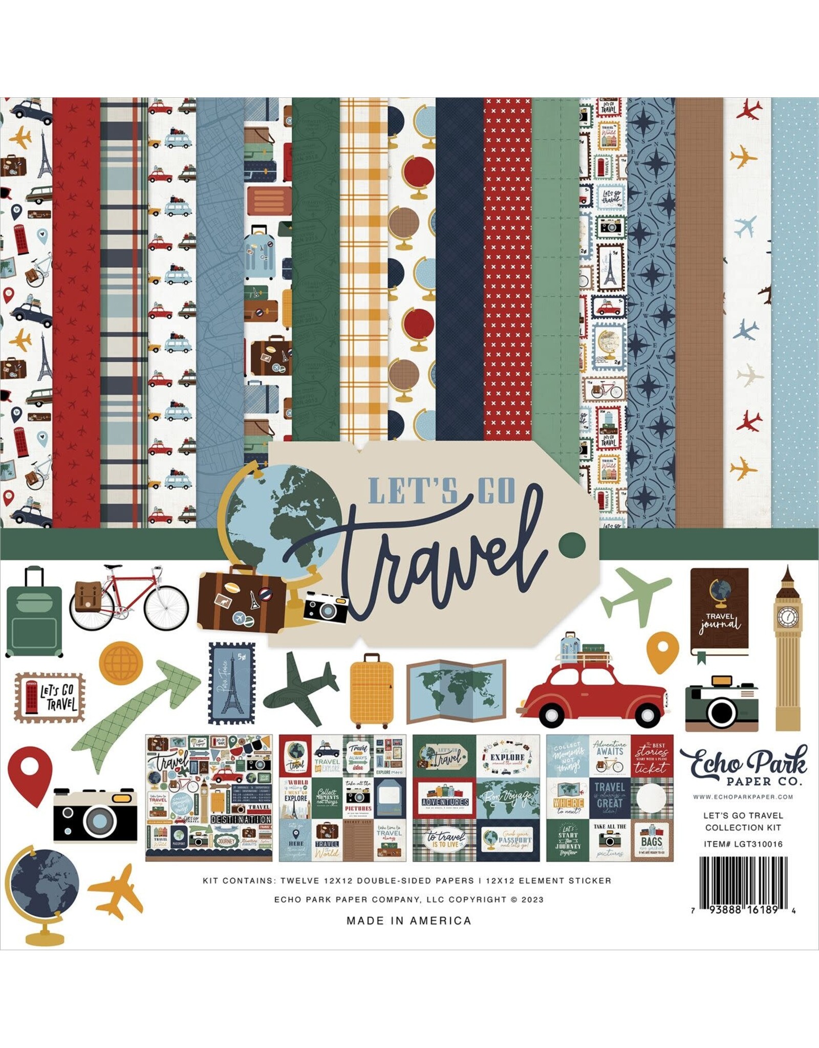 ECHO PARK PAPER ECHO PARK LET'S GO TRAVEL 12x12 COLLECTION KIT