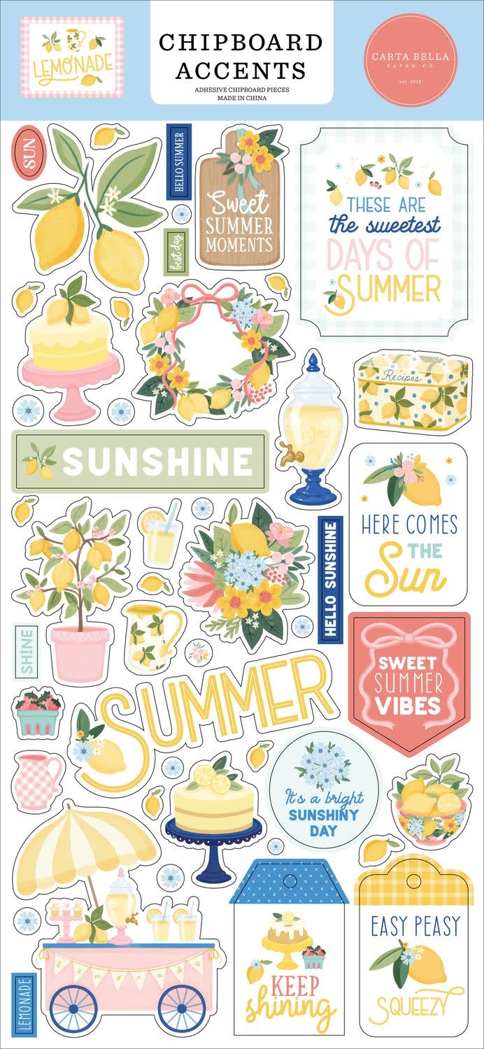 CARTA BELLA CARTA BELLA LEMONADE 6x13 CHIPBOARD ACCENTS