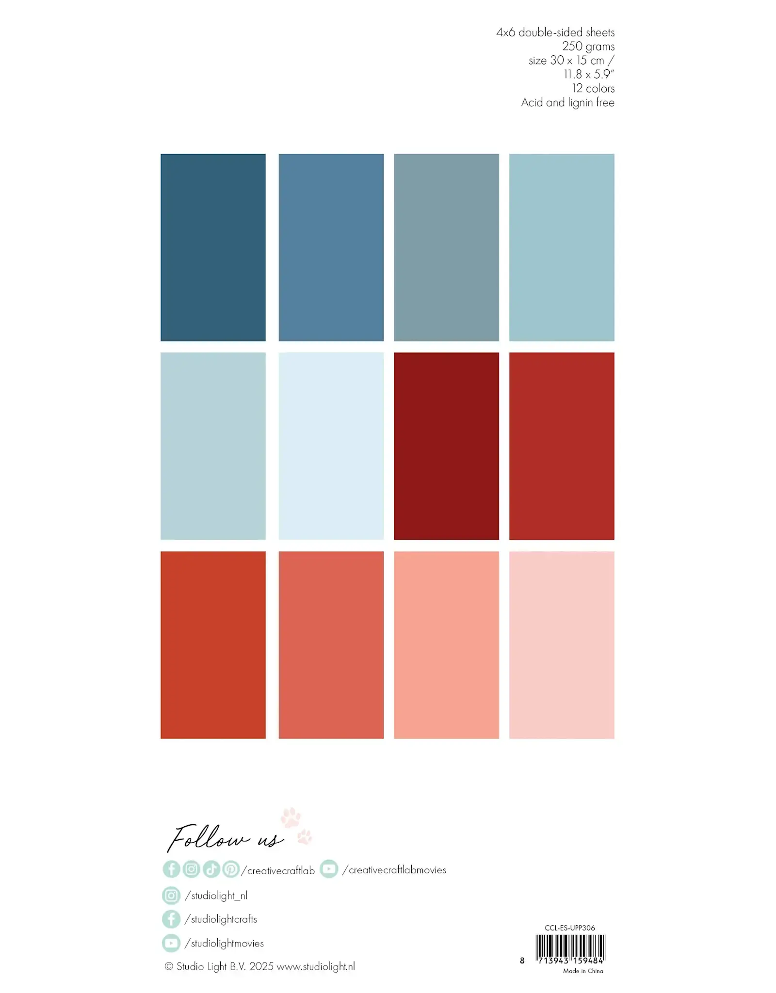 STUDIOLIGHT STUDIOLIGHT WINTER ESSENTIALS UNICOLOR PAPER PAD