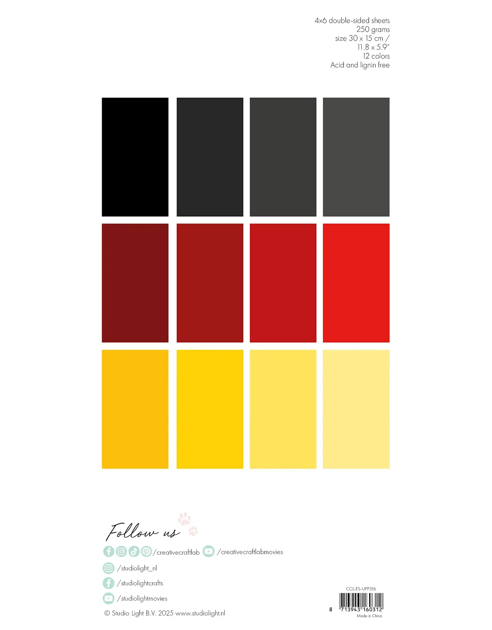 STUDIOLIGHT STUDIOLIGHT BEES & BUGS ESSENTIALS UNICOLOR PAPER PAD