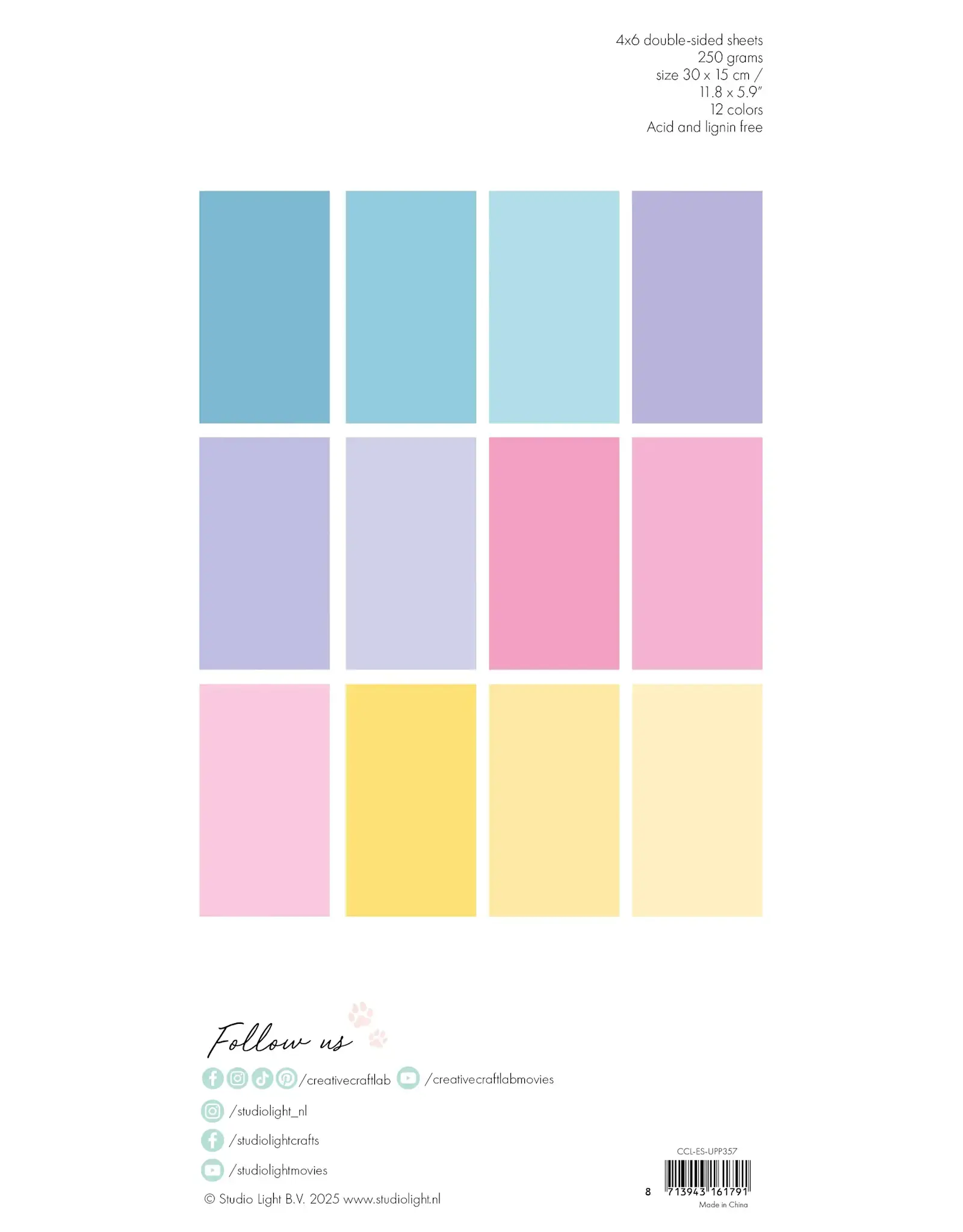 STUDIOLIGHT STUDIOLIGHT SWEET AS CANDY ESSENTIALS UNICOLOR PAPER PAD