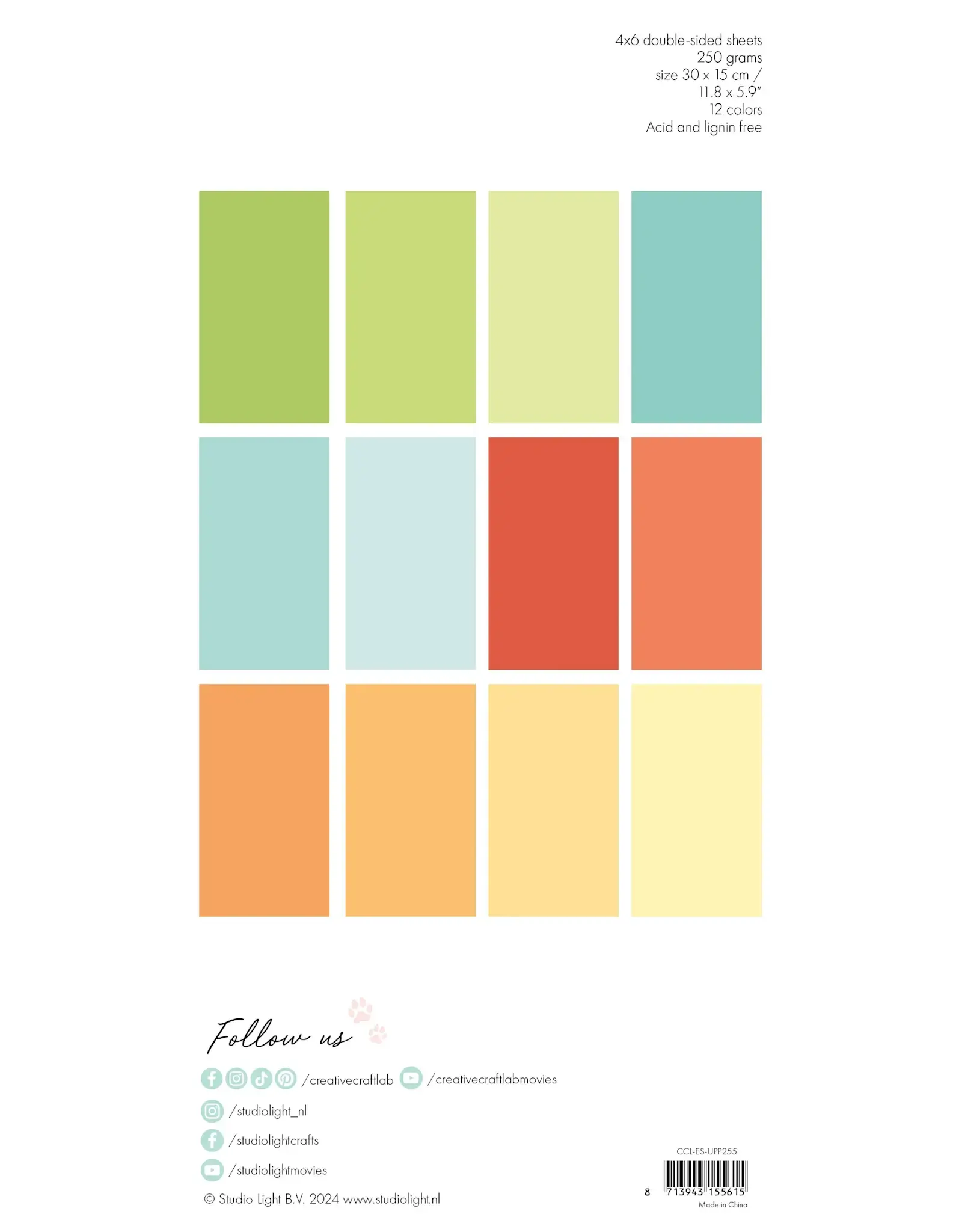 STUDIOLIGHT STUDIOLIGHT BRIGHTS ESSENTIALS UNICOLOR PAPER PAD