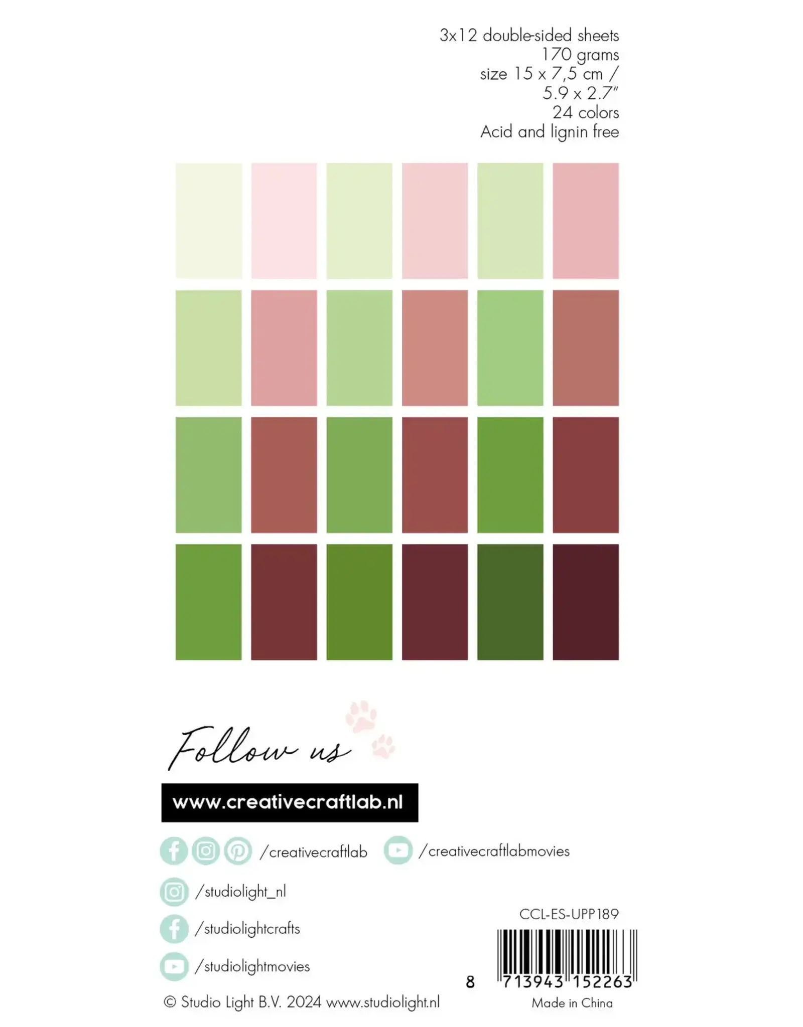 STUDIOLIGHT STUDIOLIGHT PALM TREES ESSENTIALS UNICOLOR PAPER PAD