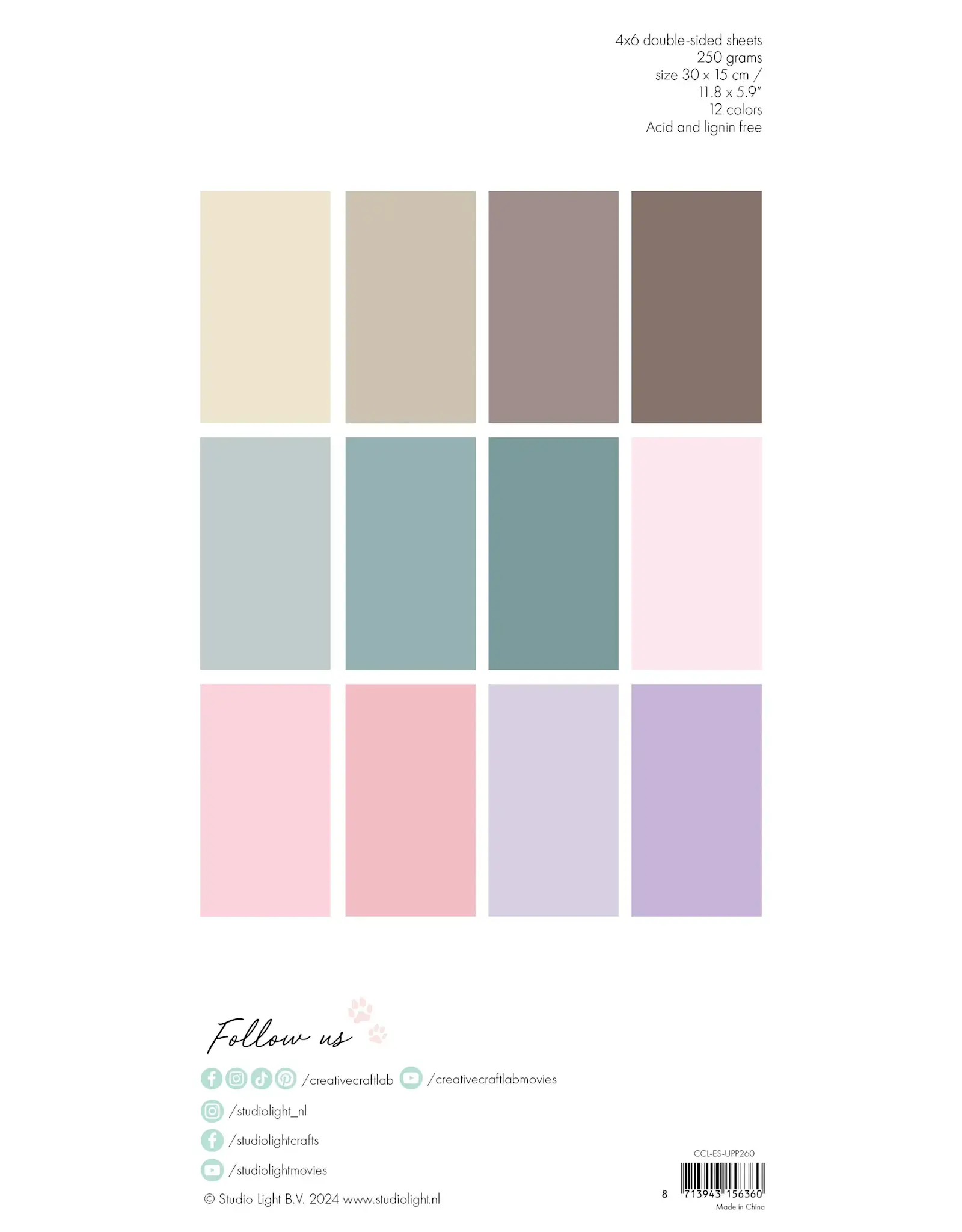 STUDIOLIGHT STUDIOLIGHT FELICIA ESSENTIALS UNICOLOR PAPER PAD