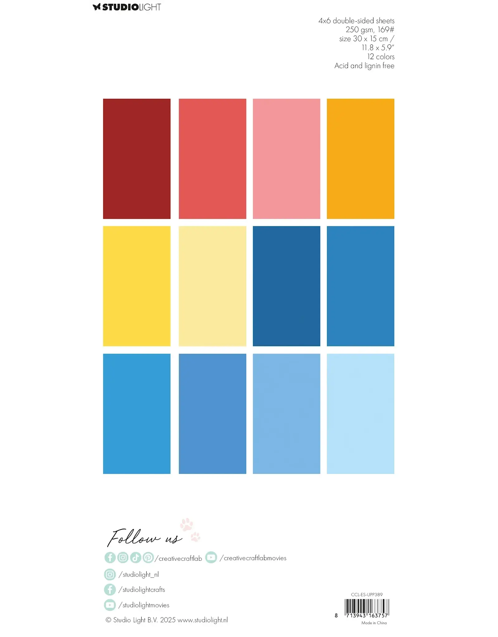 STUDIOLIGHT STUDIOLIGHT HAPPINESS ESSENTIALS UNICOLOR PAPER PAD