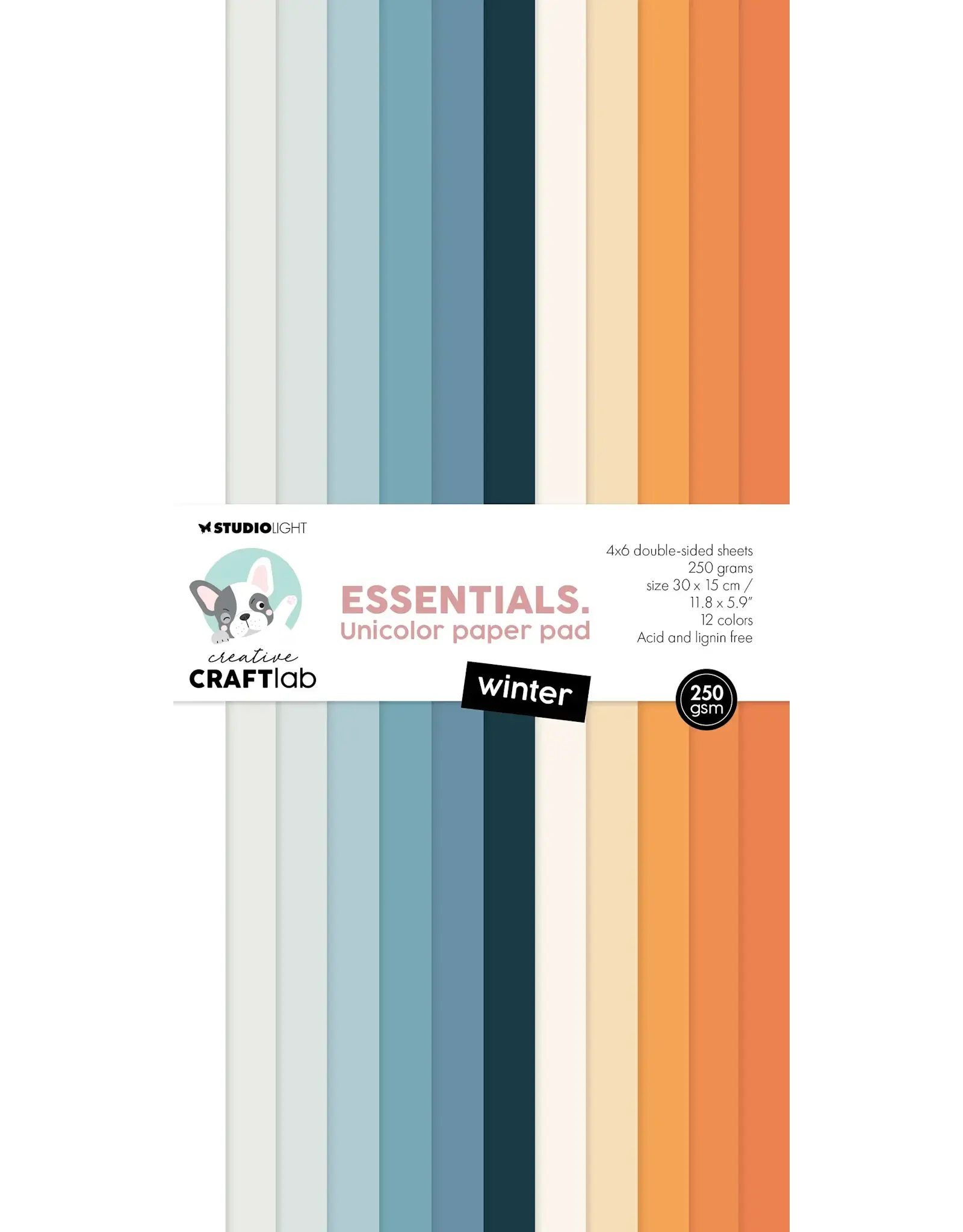 STUDIOLIGHT STUDIOLIGHT WINTER 2 ESSENTIALS UNICOLOR PAPER PAD