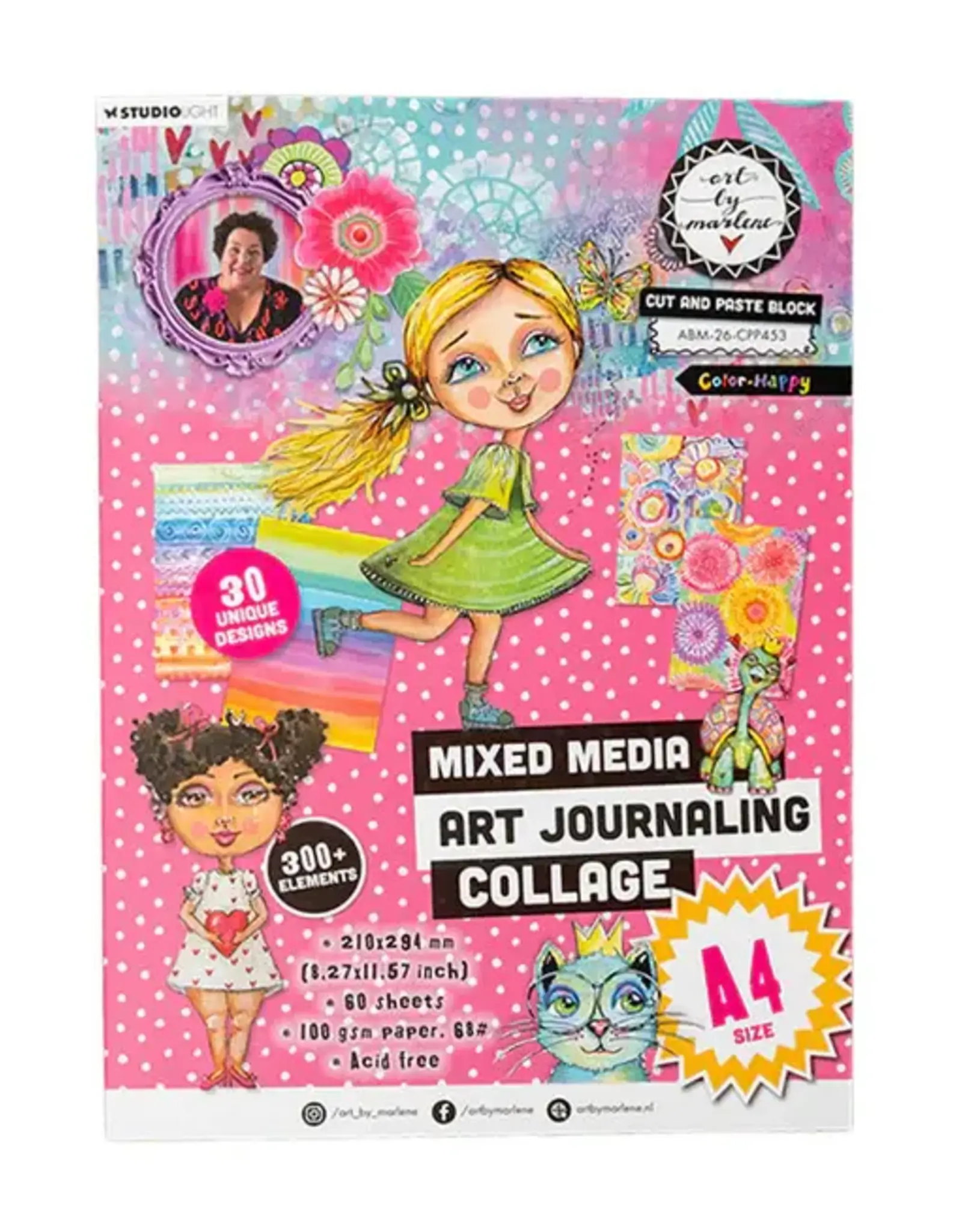 STUDIOLIGHT STUDIOLIGHT ART BY MARLENE CUT AND PASTE BOOK COLOR-HAPPY COLLAGE PAPER PAD
