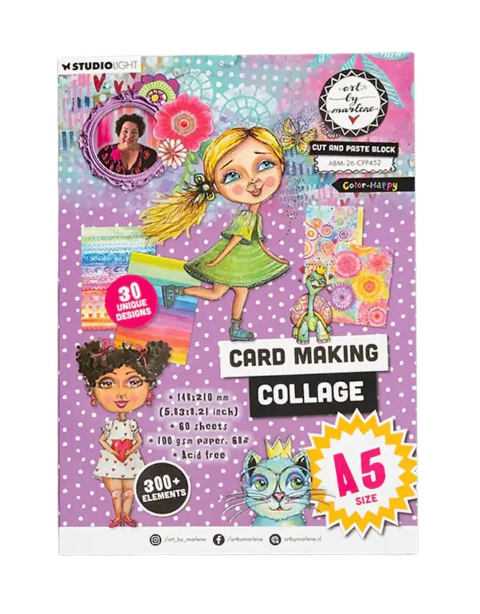STUDIOLIGHT STUDIOLIGHT ART BY MARLENE CUT AND PASTE BOOK COLOR-HAPPY CARD MAKING COLLAGE PAPER PAD