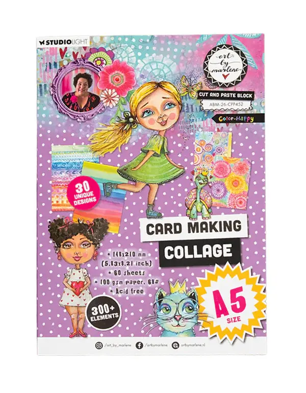 STUDIOLIGHT STUDIOLIGHT ART BY MARLENE CUT AND PASTE BOOK COLOR-HAPPY CARD MAKING COLLAGE PAPER PAD