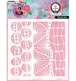 STUDIOLIGHT STUDIOLIGHT ART BY MARLENE DANCING LINES 8x8 MASKS STENCIL