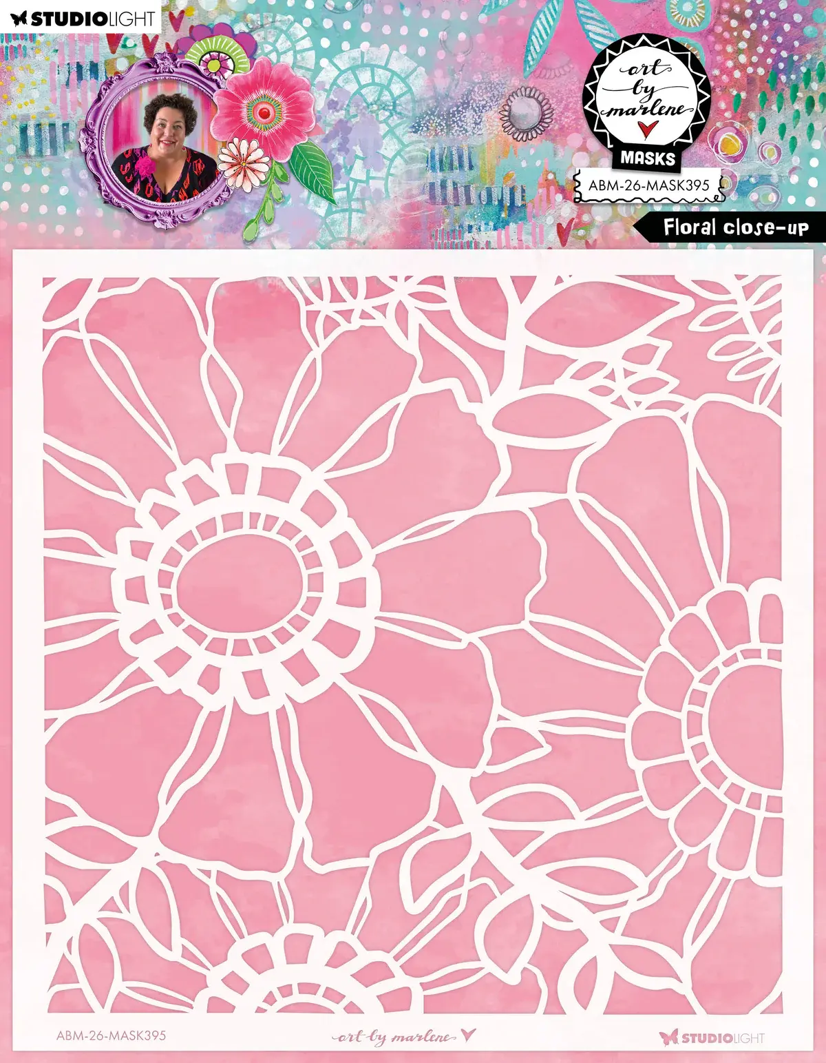 STUDIOLIGHT STUDIOLIGHT ART BY MARLENE FLORAL CLOSE-UP 8x8 MASKS STENCIL