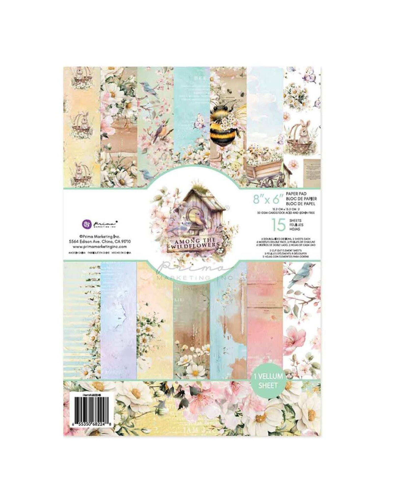 PRIMA PRIMA AMONG THE WILDFLOWERS 6x8 PAPER PAD 15 SHEETS