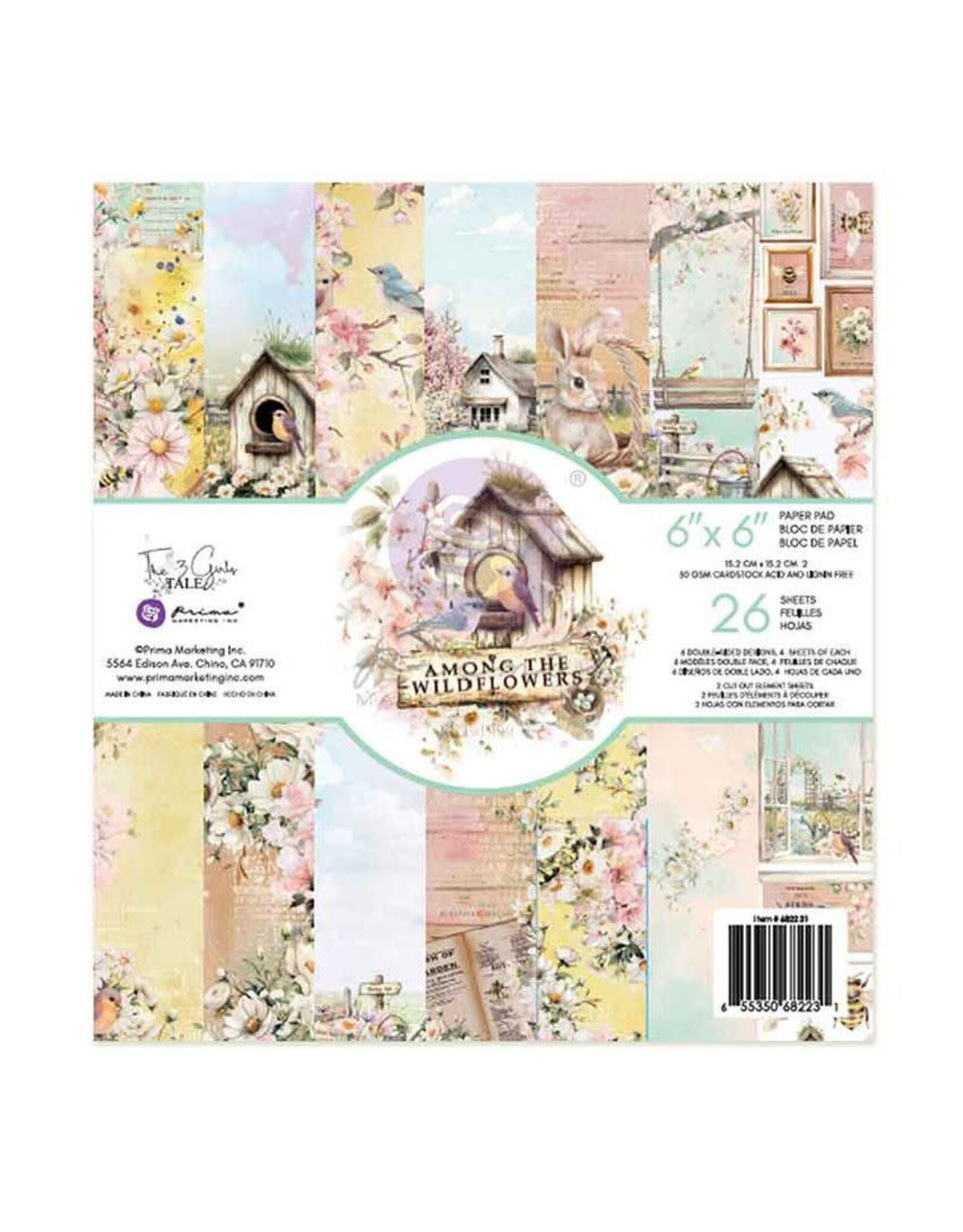 PRIMA PRIMA AMONG THE WILDFLOWERS 6X6 PAPER PAD 26 SHEETS