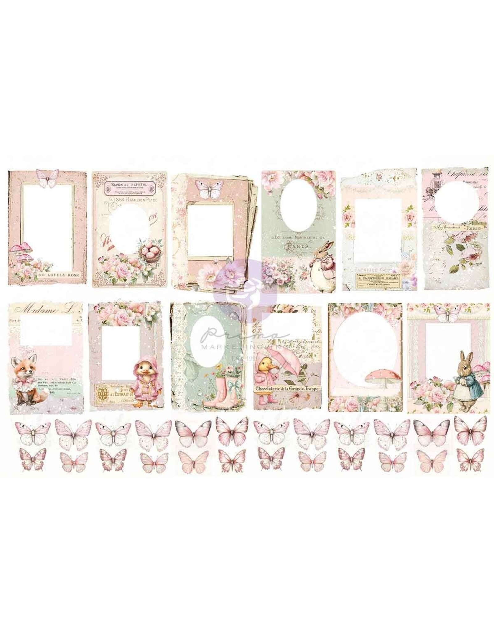PRIMA PRIMA FRANK GARCIA SWEET SPRING BUTTERFLIES & FRAMES DIE CUTS EPHEMERA 88 PIECES