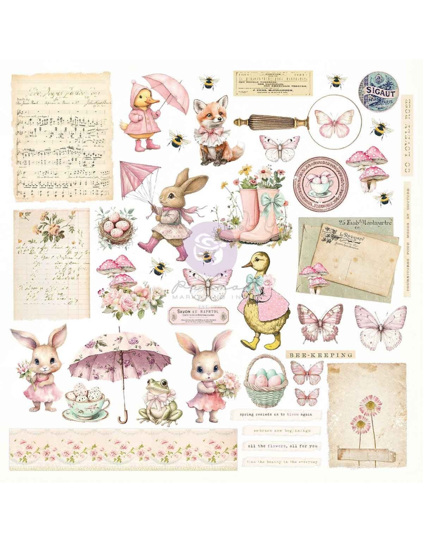 PRIMA PRIMA FRANK GARCIA SWEET SPRING DIE CUTS EPHEMERA 72 PIECES