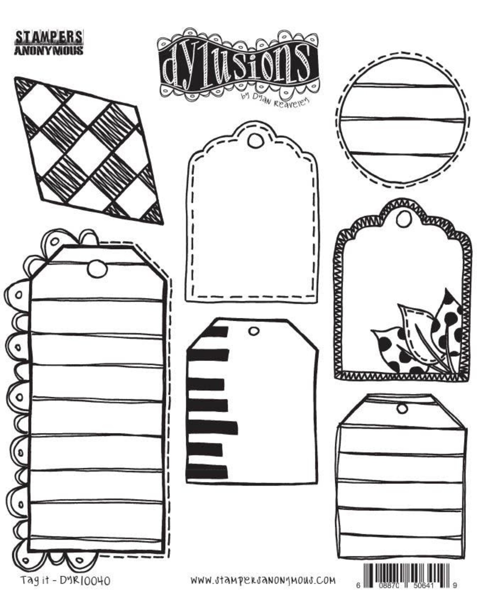 RANGER DYAN REAVELEY DYLUSIONS TAG IT CLING STAMP SET