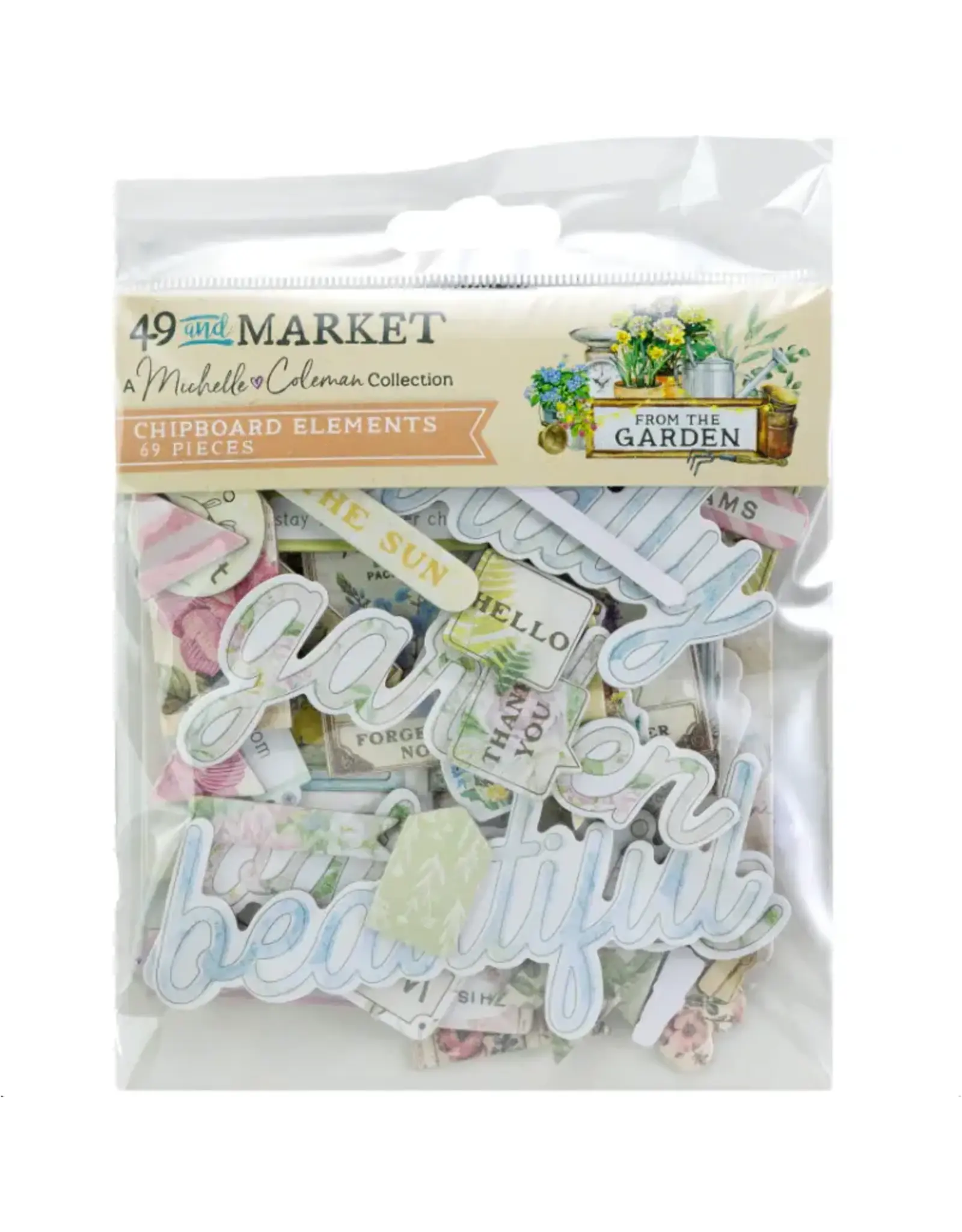 49 AND MARKET 49 AND MARKET FROM THE GARDEN CHIPBOARD SET 69 PIECES