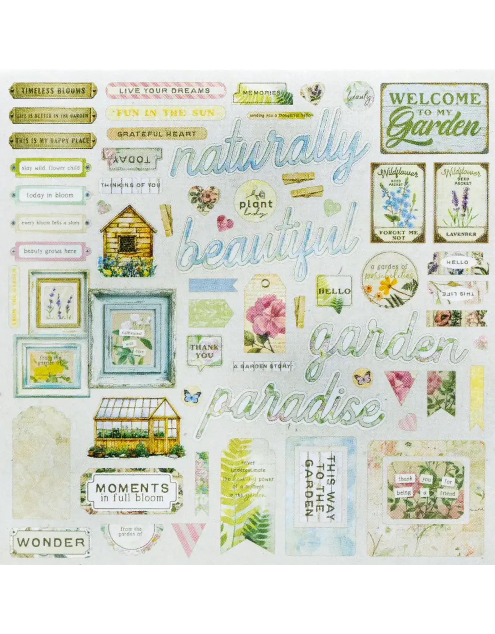 49 AND MARKET 49 AND MARKET FROM THE GARDEN CHIPBOARD SET 69 PIECES