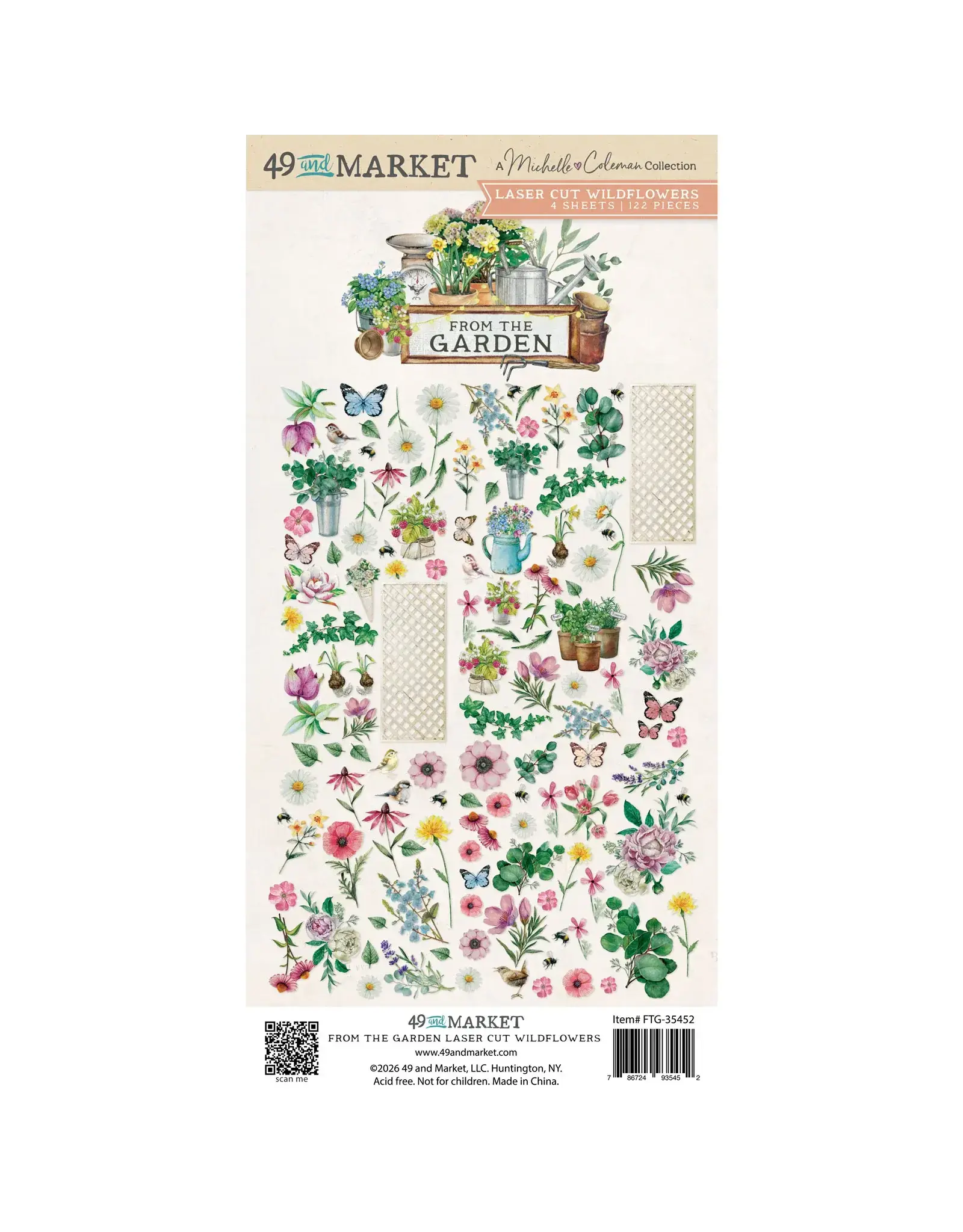 49 AND MARKET 49 AND MARKET FROM THE GARDEN 6x12 LASER CUT WILDFLOWERS