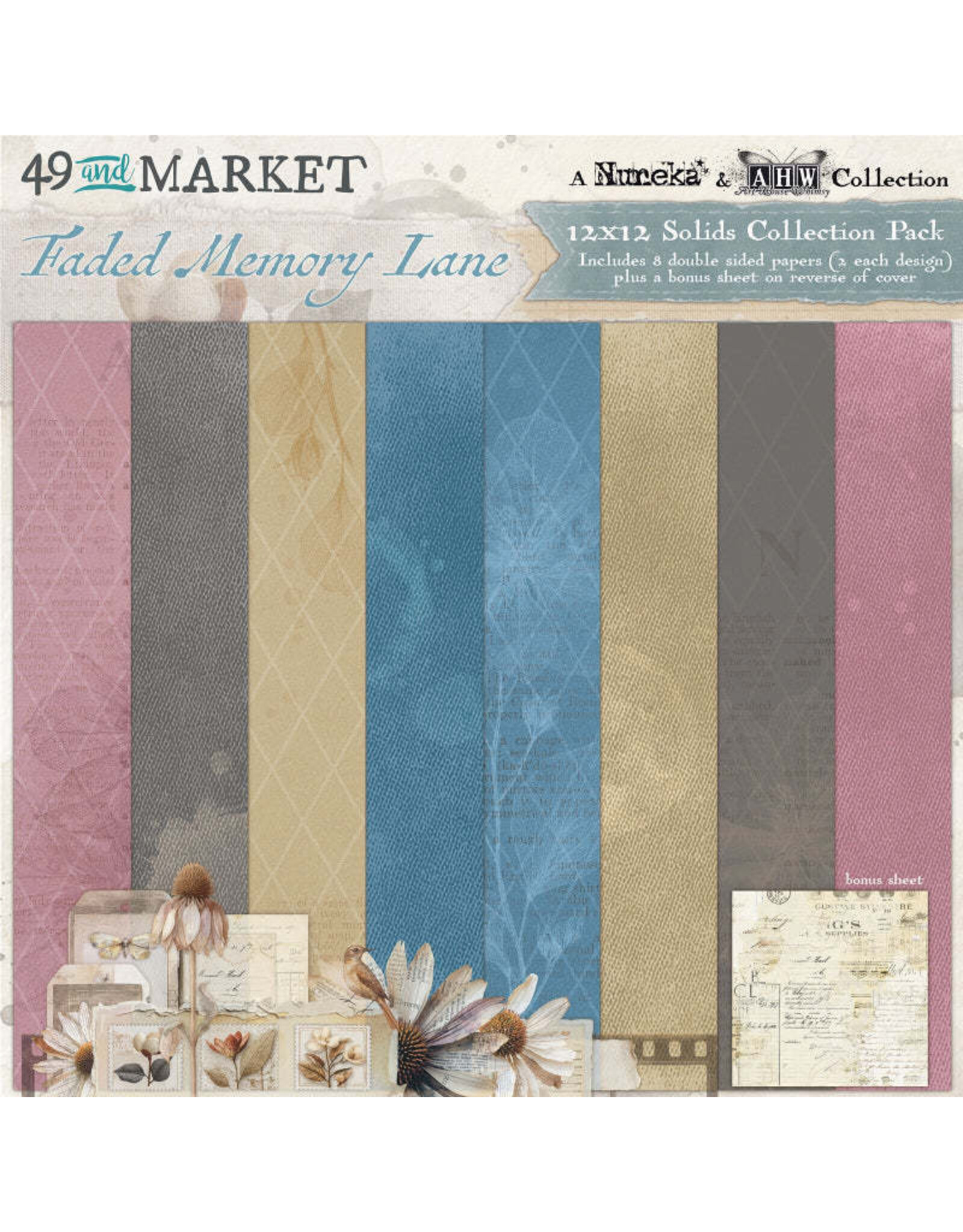 49 AND MARKET 49 AND MARKET FADED MEMORY LANE SOLIDS 12x12 COLLECTION PACK