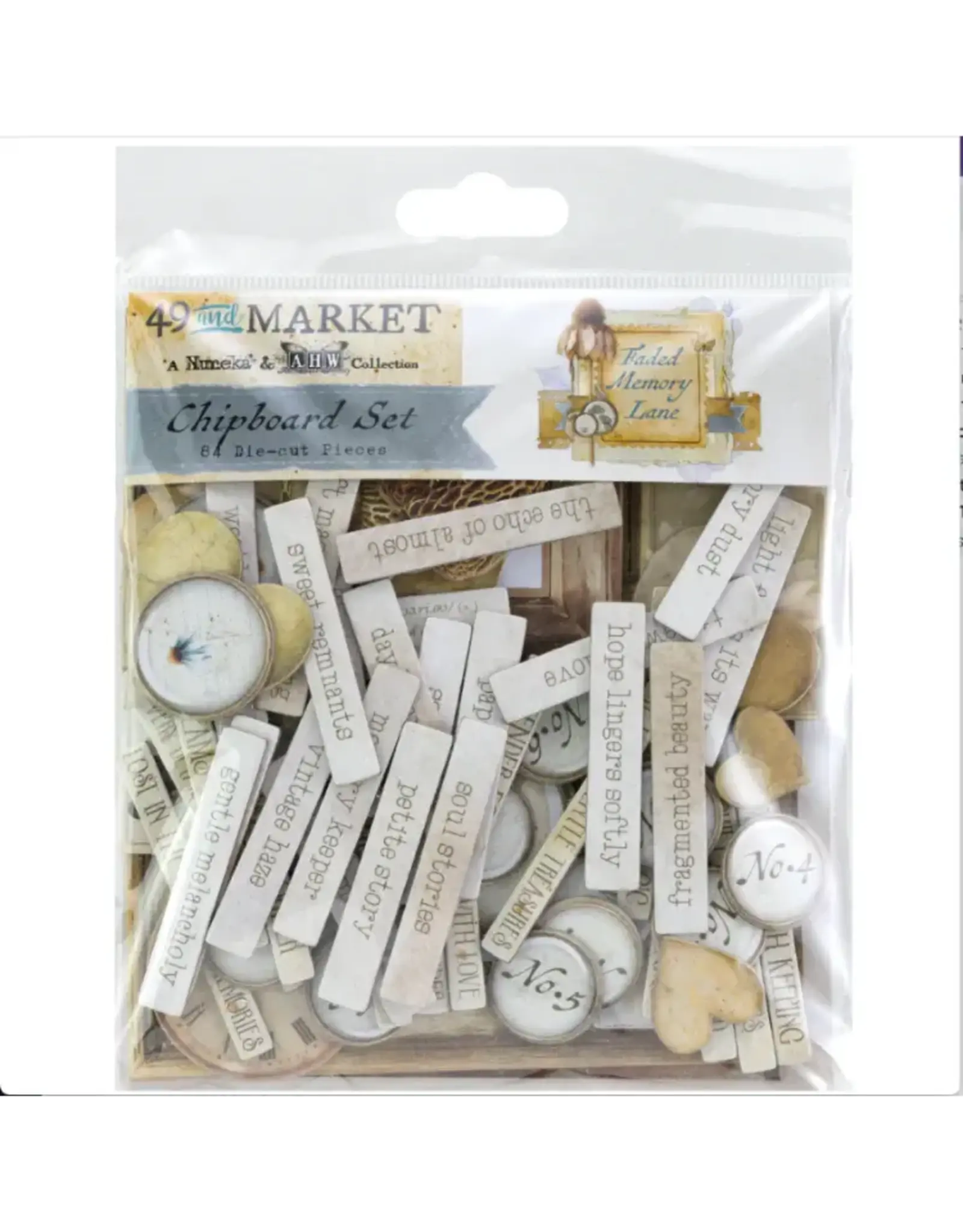 49 AND MARKET 49 AND MARKET FADED MEMORY LANE CHIPBOARD SET 84 PIECES