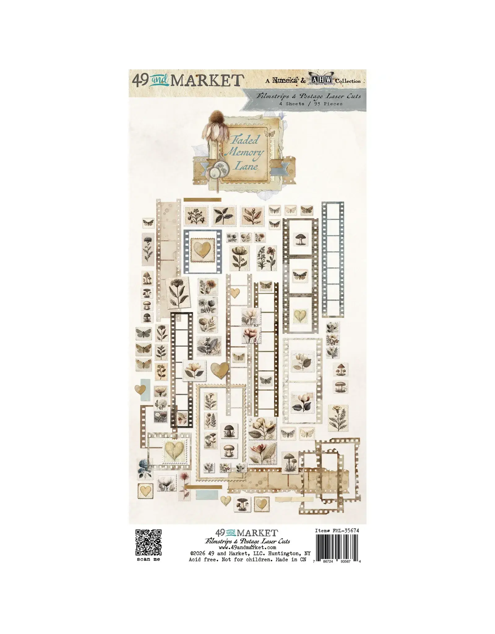 49 AND MARKET 49 AND MARKET FADED MEMORY LANE 6x12 LASER CUT FILMSTRIPS AND FRAMES