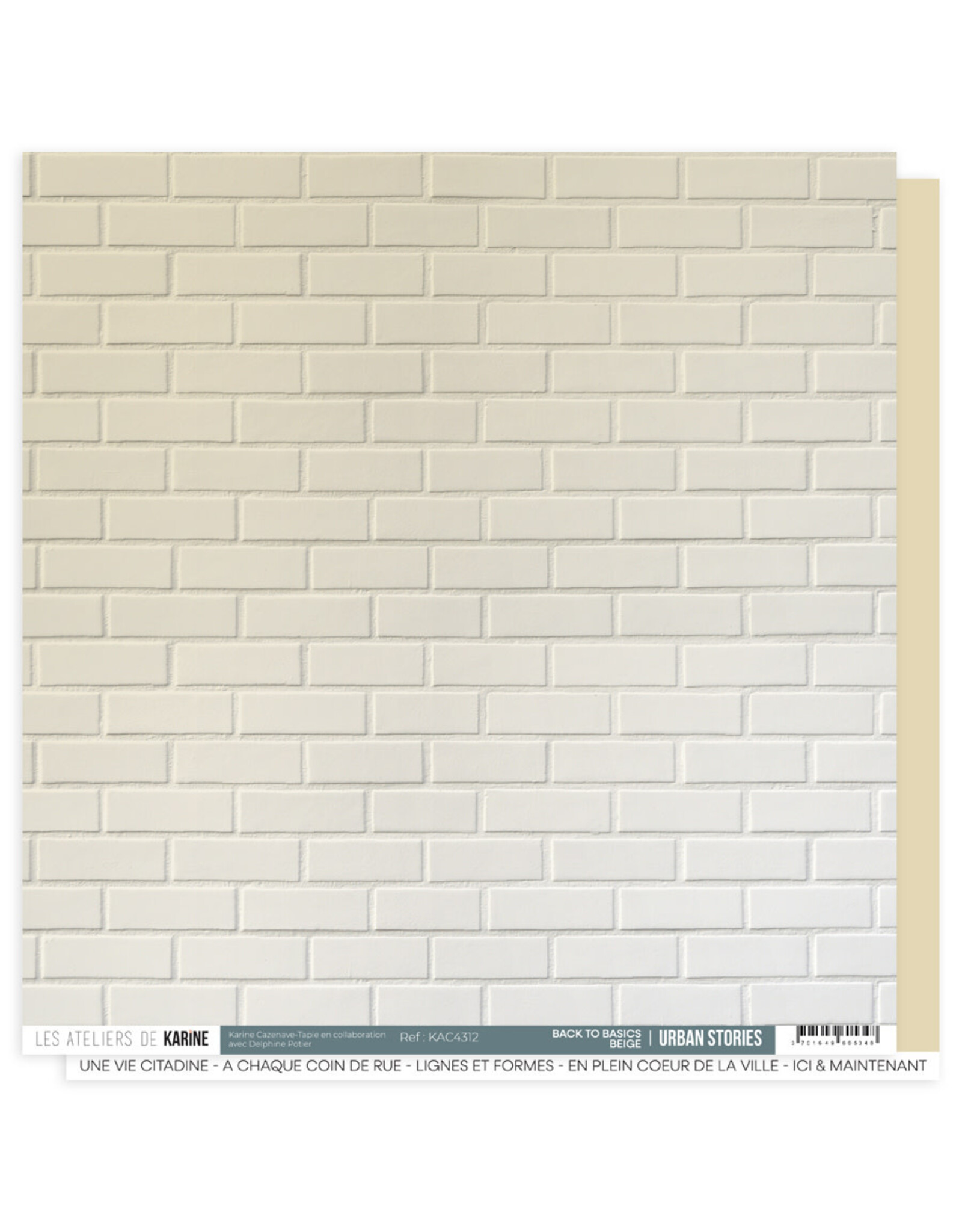 LES ATELIERS DE KARINE LES ATELIERS DE KARINE URBAN STORIES BACK TO BASICS BEIGE 12x12 CARDSTOCK