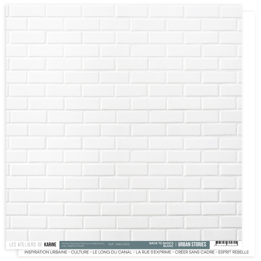 LES ATELIERS DE KARINE LES ATELIERS DE KARINE URBAN STORIES BACK TO BASICS BLANC 12x12 CARDSTOCK