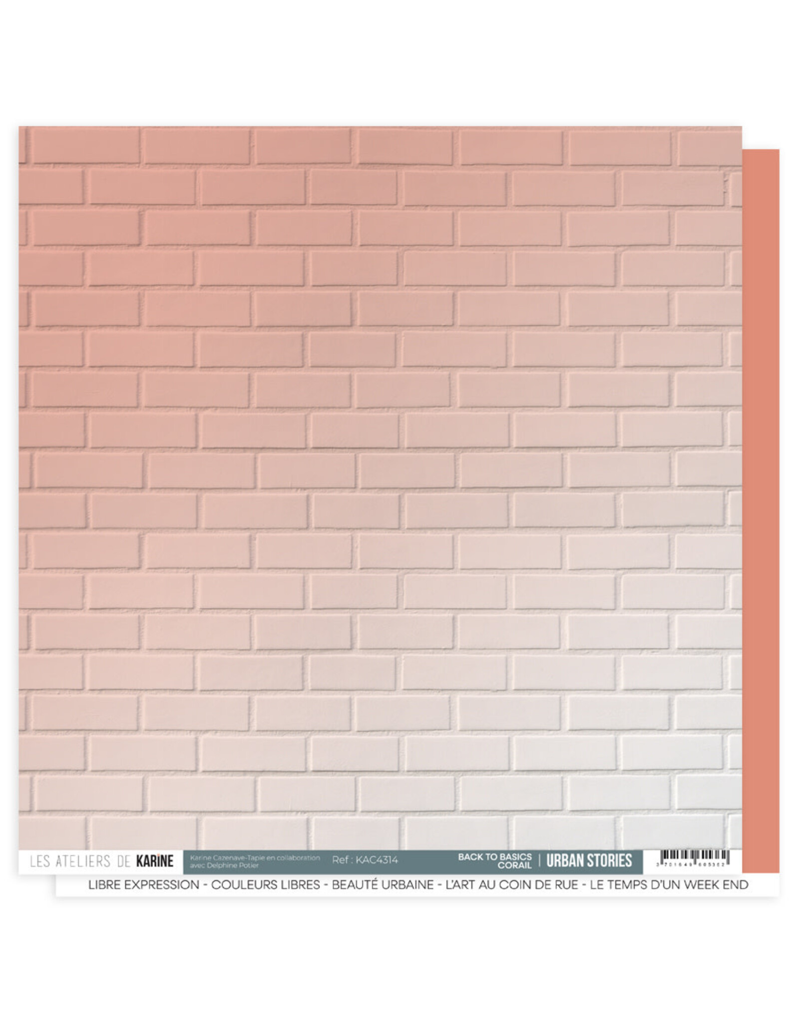 LES ATELIERS DE KARINE LES ATELIERS DE KARINE URBAN STORIES BACK TO BASICS CORAIL 12x12 CARDSTOCK