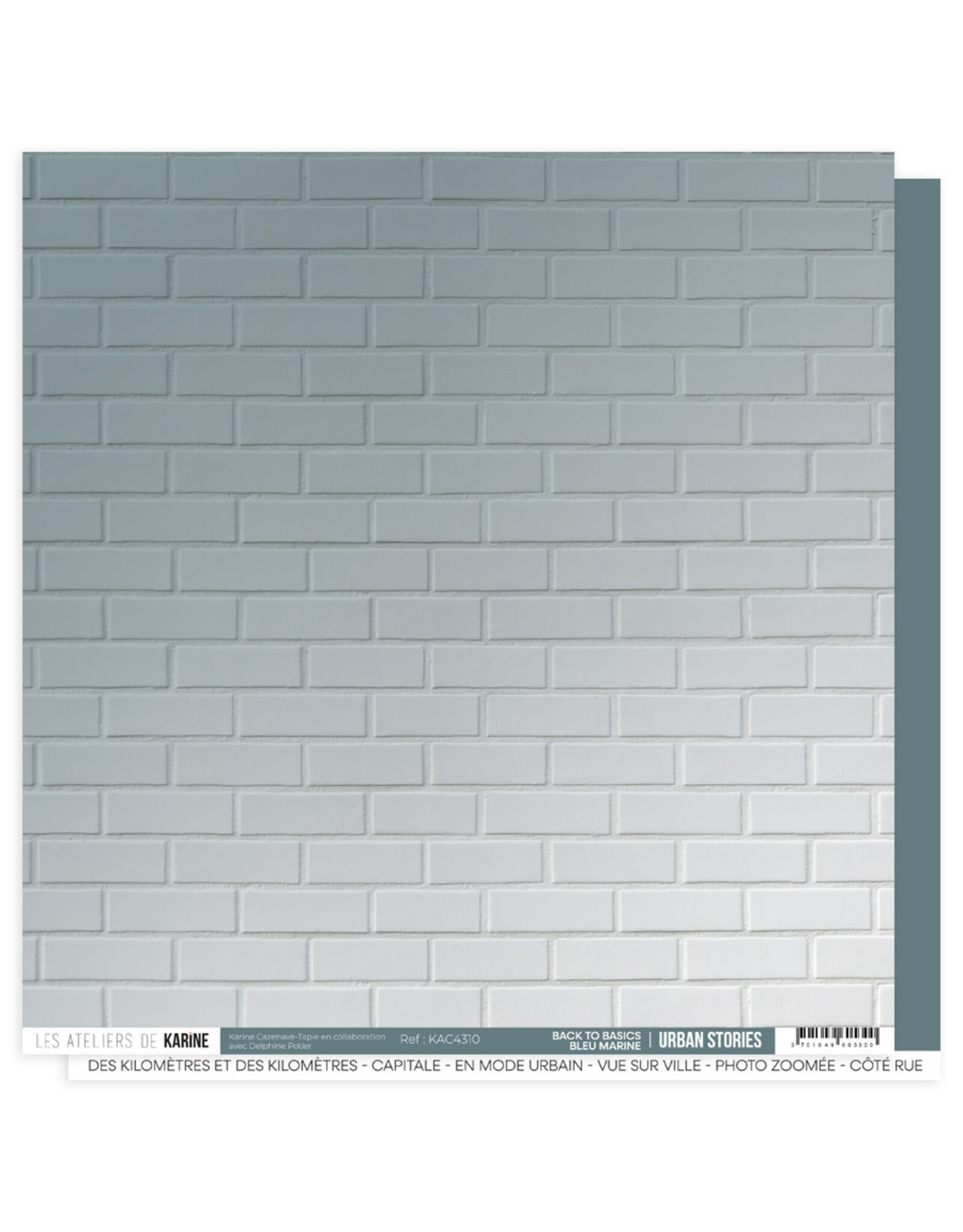 LES ATELIERS DE KARINE LES ATELIERS DE KARINE URBAN STORIES BACK TO BASICS BLEU MARINE 12x12 CARDSTOCK