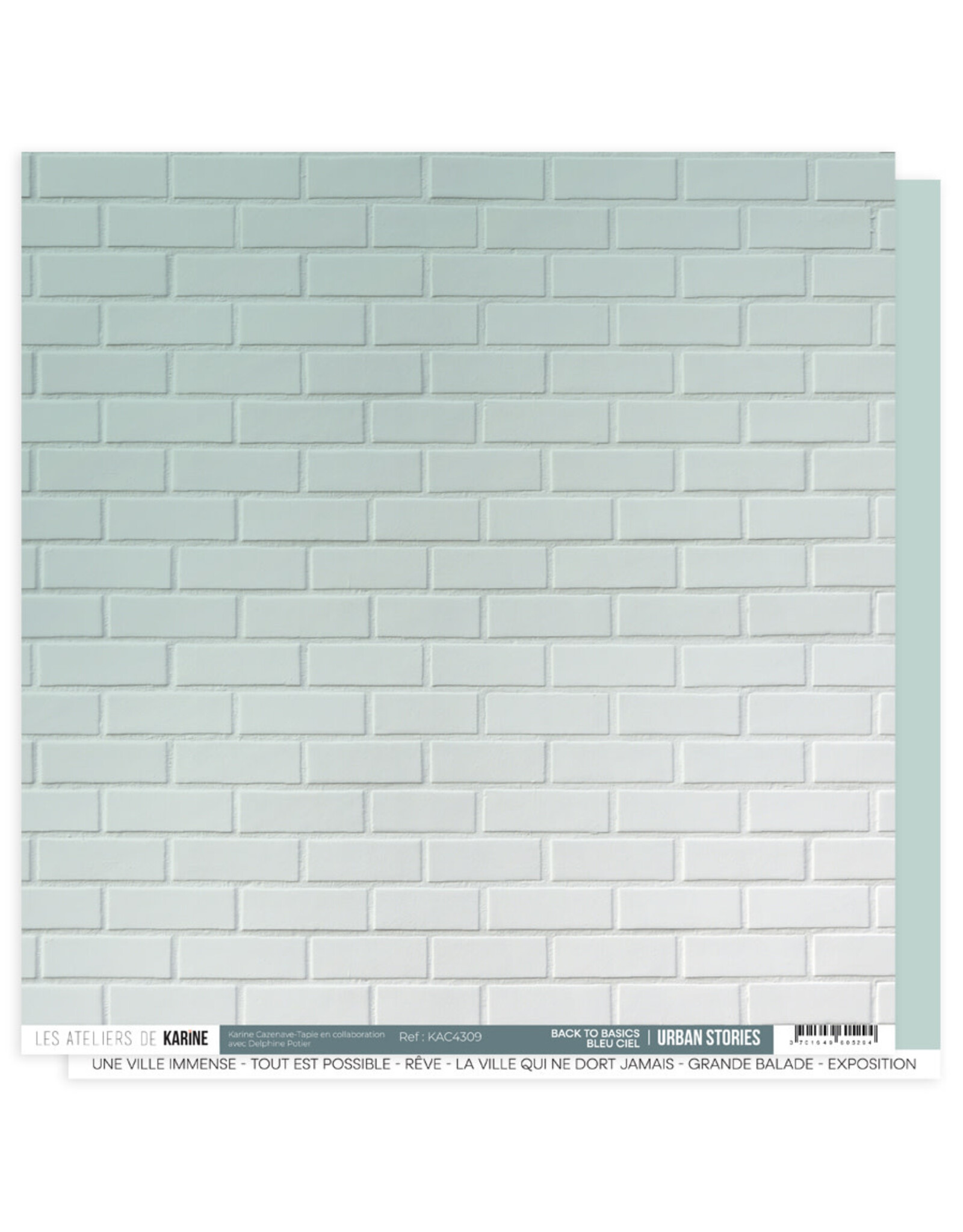 LES ATELIERS DE KARINE LES ATELIERS DE KARINE URBAN STORIES BACK TO BASICS BLEU CIEL 12x12 CARDSTOCK