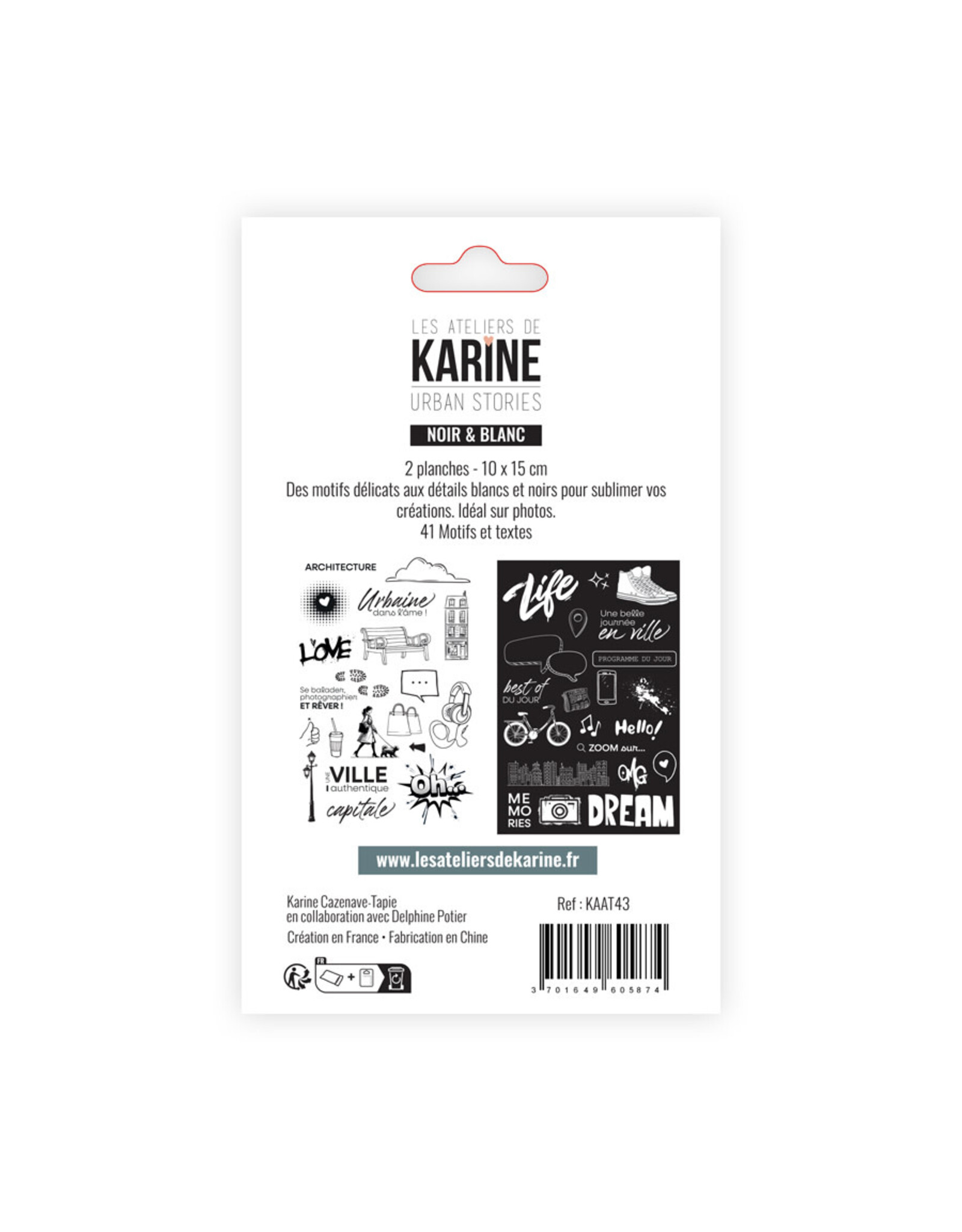 LES ATELIERS DE KARINE LES ATELIERS DE KARINE URBAN STORIES TRANSPARENTS NOIR & BLANC STICKERS